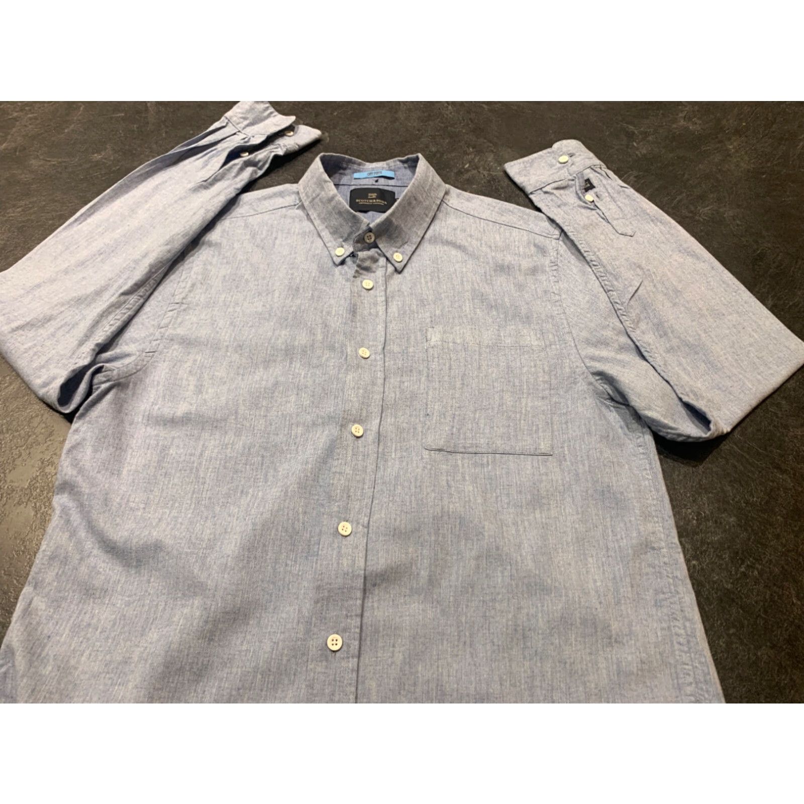 Scotch & Soda Scotch & Soda Long Sleeve Button-Up Shirt Mens XL Blue Cotton Size US XL / EU 56 / 4 - 2 Thumbnail
