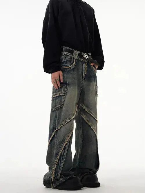 Japanese Brand × Jean Retro heavy-duty stitching raw edge micro-flared jeans Size US 32 / EU 48 - 4 Thumbnail