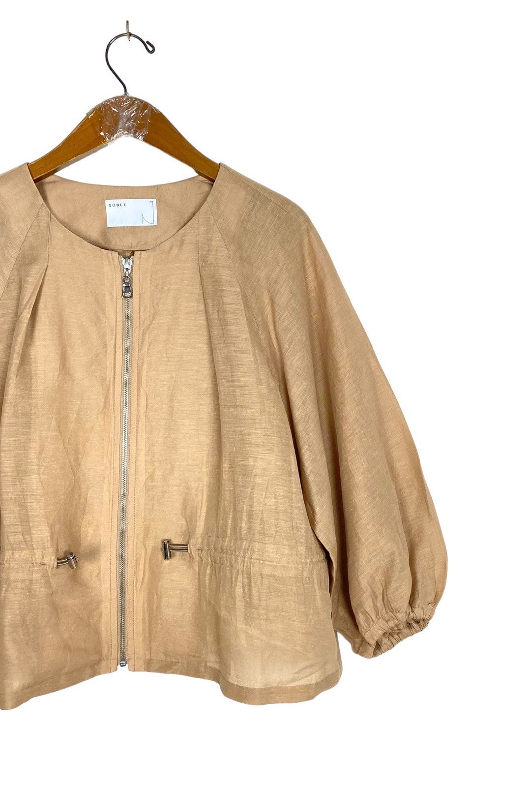 Japanese Brand Rare‼️ Vintage Noble Linen Jacket Blouson Zip Up Made Japan Size M / US 6-8 / IT 42-44 - 3 Thumbnail