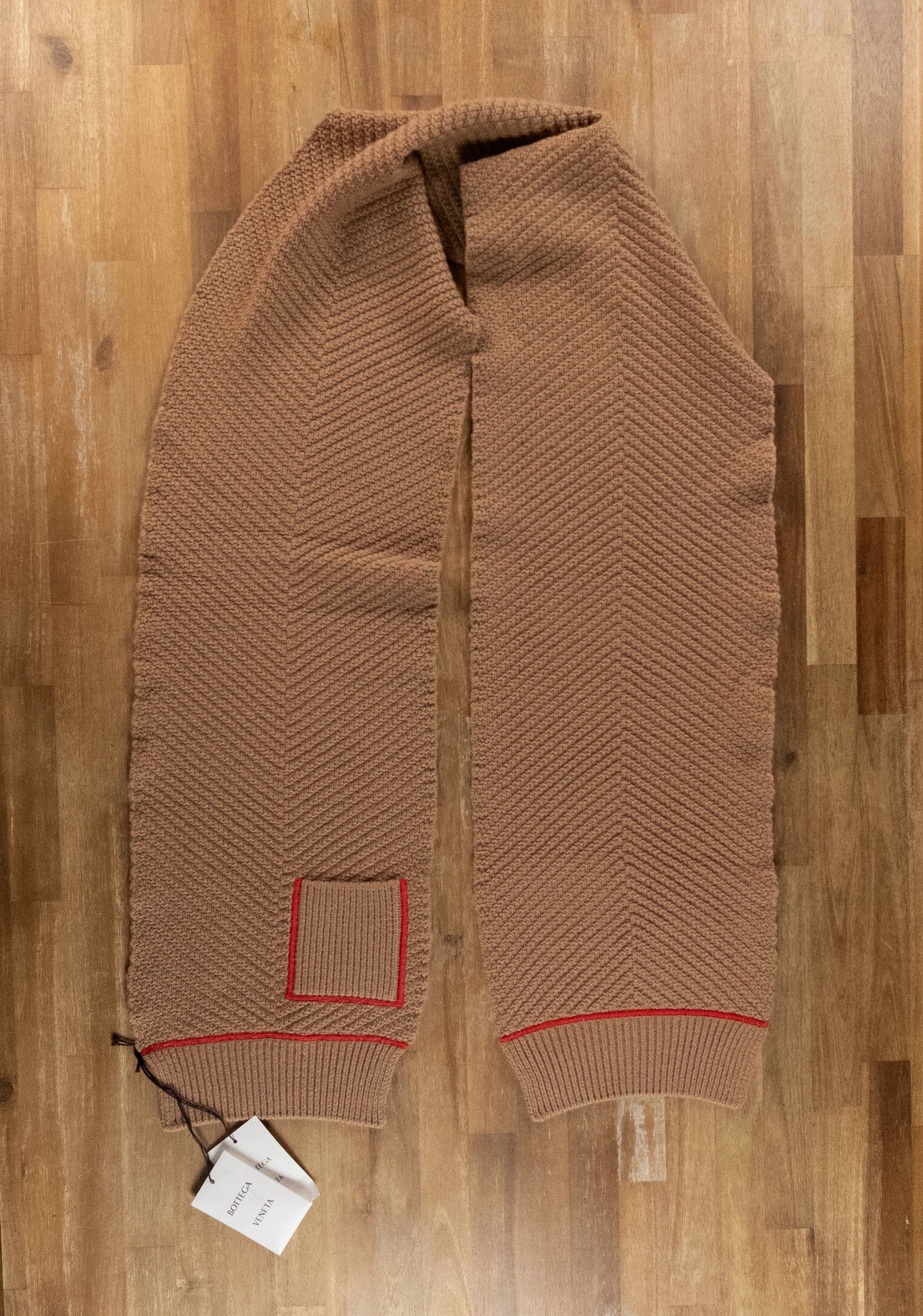 Bottega Veneta BOTTEGA VENETA camel brown wool cashmere scarf with pocket q Size ONE SIZE - 1 Thumbnail