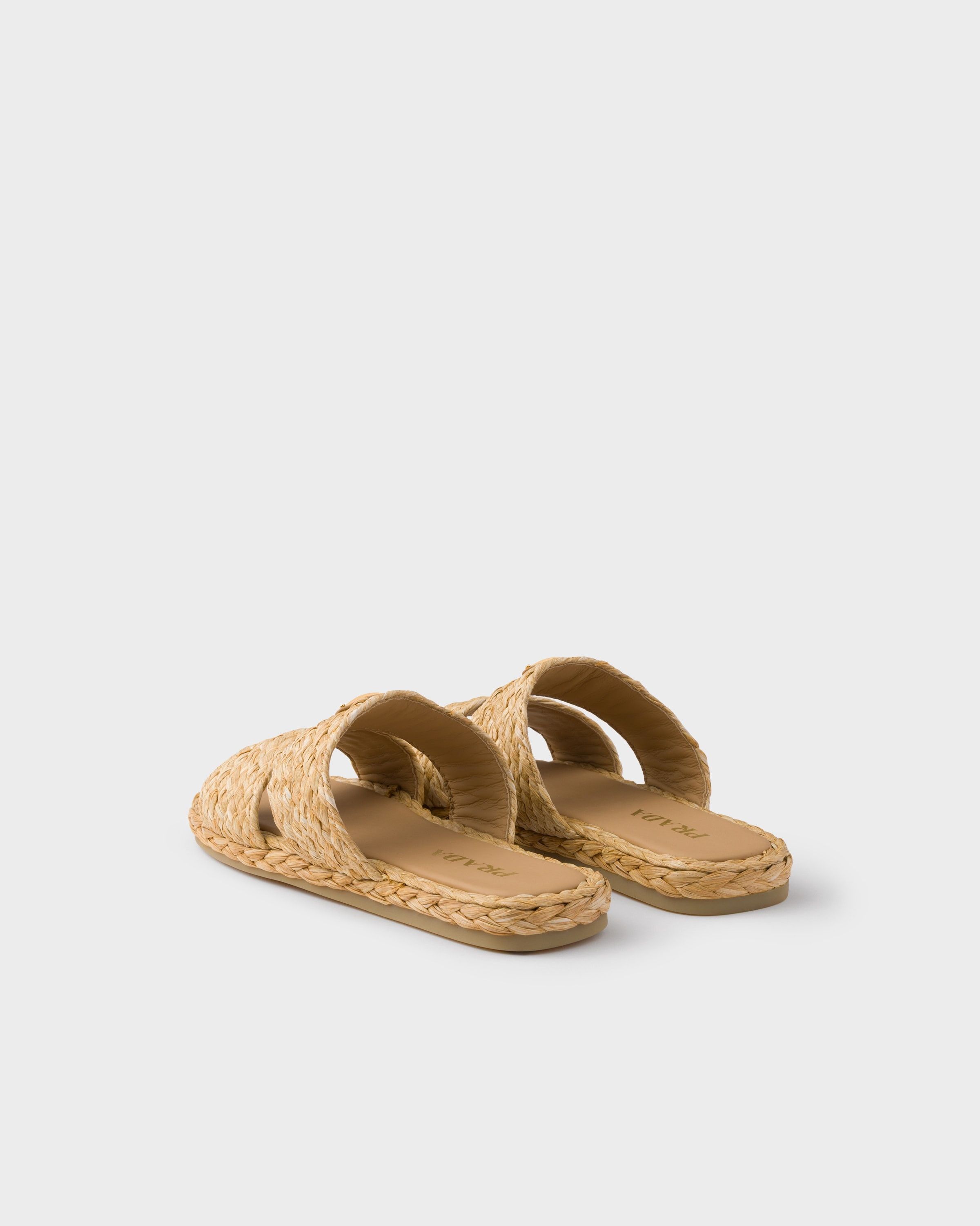 Prada o1bcso1str1025 Raffia Slides in Beige Size US 9 / EU 42 - 4 Thumbnail