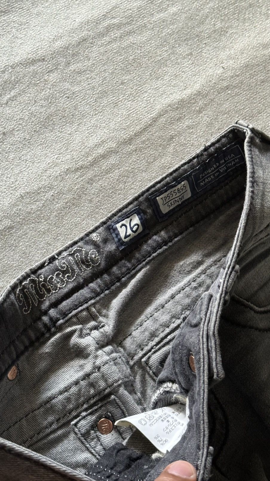 Miss Me Miss Me Embellished Wing Pocket Embroidery Denim Grey Size 26" / US 2 / IT 38 - 10 Thumbnail