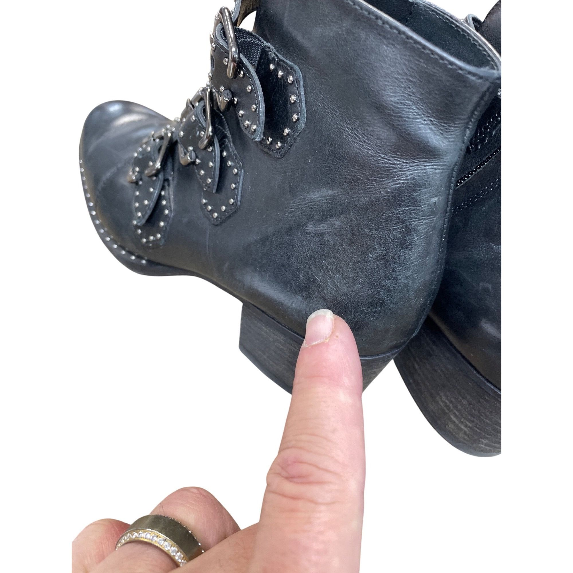 Other Paul Green Womans Black leather studed moto ankle boots sz 5 Size US 5.5 / IT 35.5 - 16 Thumbnail