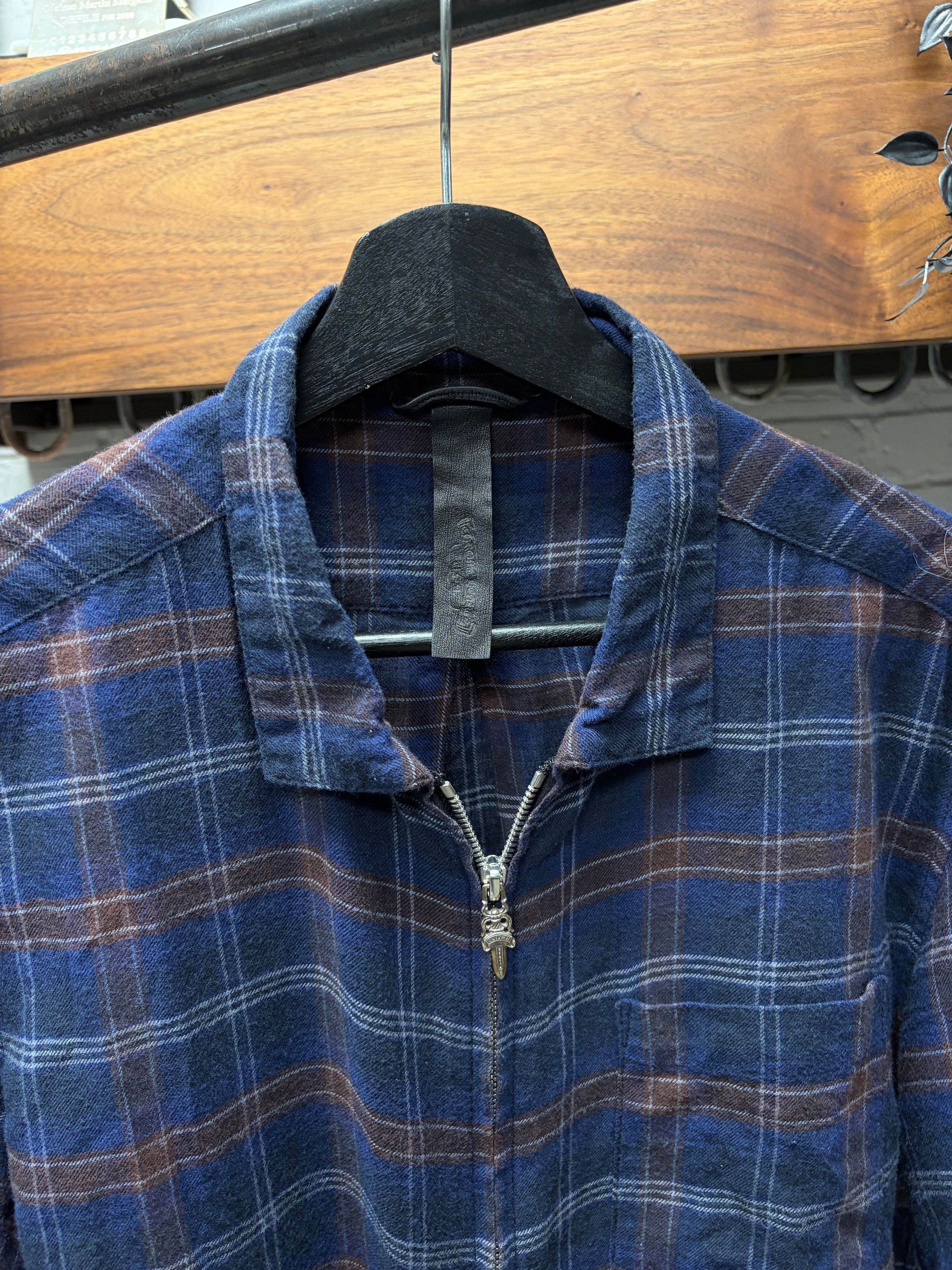 Chrome Hearts Chrome Hearts ‘Heywood’ 925 Silver ‘Dagger Zip’ Plaid Short Sleeve Shirt Size US M / EU 48-50 / 2 - 2 Thumbnail