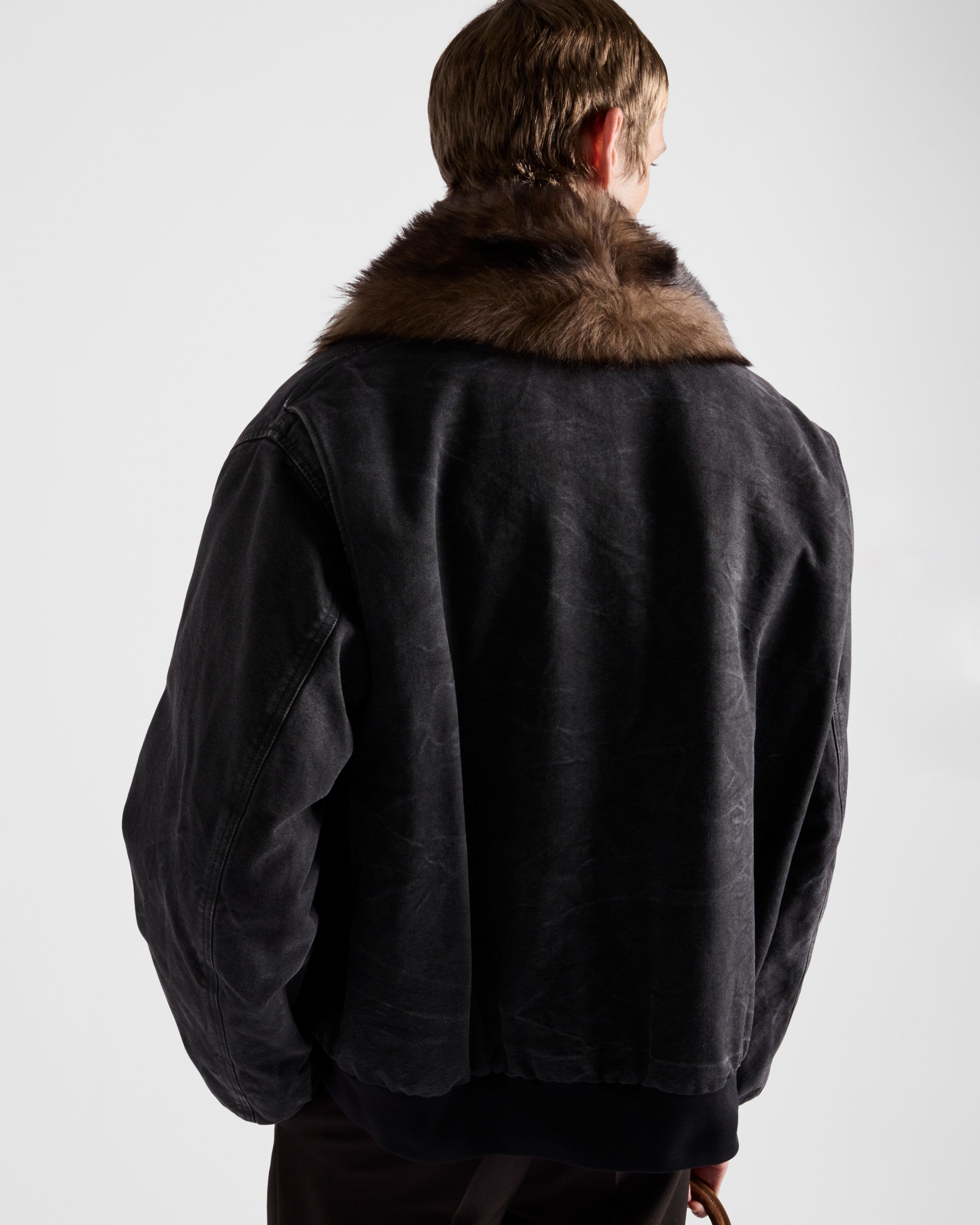 Prada o1mt1gz0226 Cotton Blouson Jacket With Shearling Collar Size US L / EU 52-54 / 3 - 6 Thumbnail