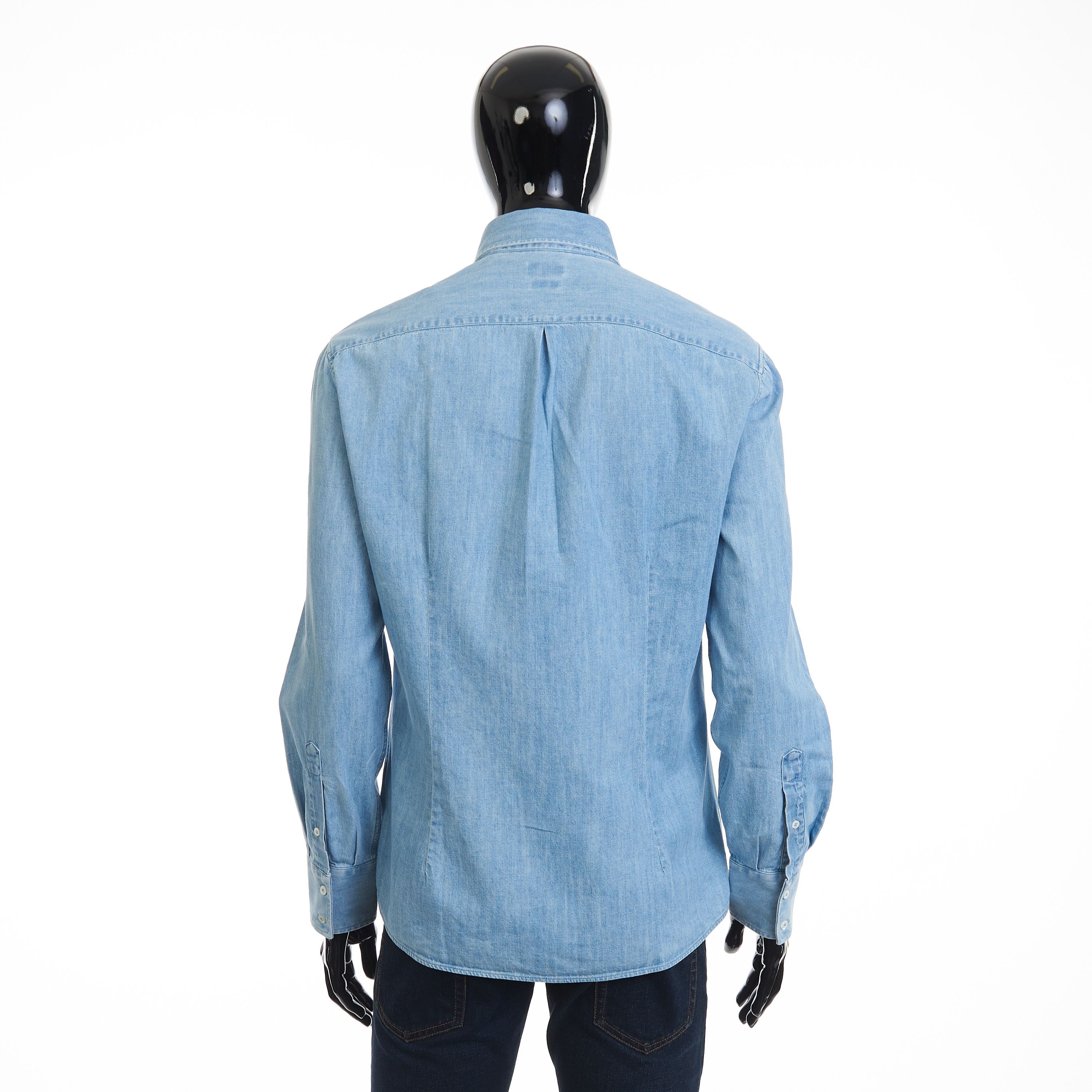Brunello Cucinelli Denim Shirt - Slimfit, Button Down, Light Blue Cotton Size US M / EU 48-50 / 2 - 6 Thumbnail