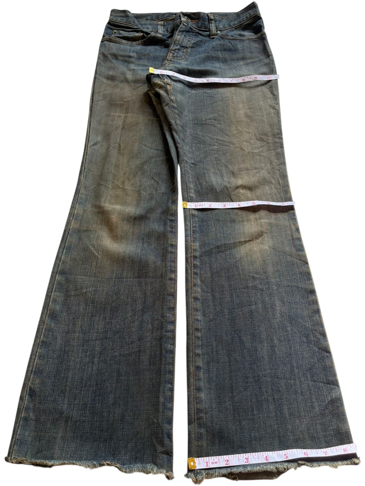 Uniqlo Vintage Uniqlo Rusty Mud Wash Distressed Flare Jeans Size US 28 / EU 44 - 14 Thumbnail