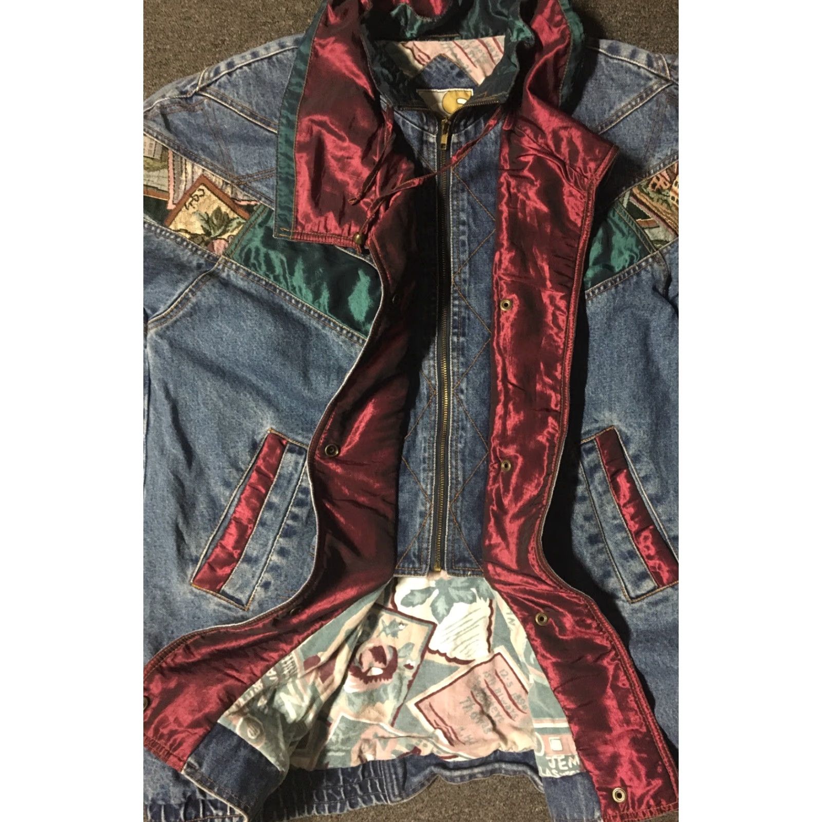 Vintage VINTAGE Current Seen Denim Jean Jacket L Women Long Blue 80s 90s Grunge Biker Western USA Size 36" / US 14 / IT 50 - 4 Thumbnail