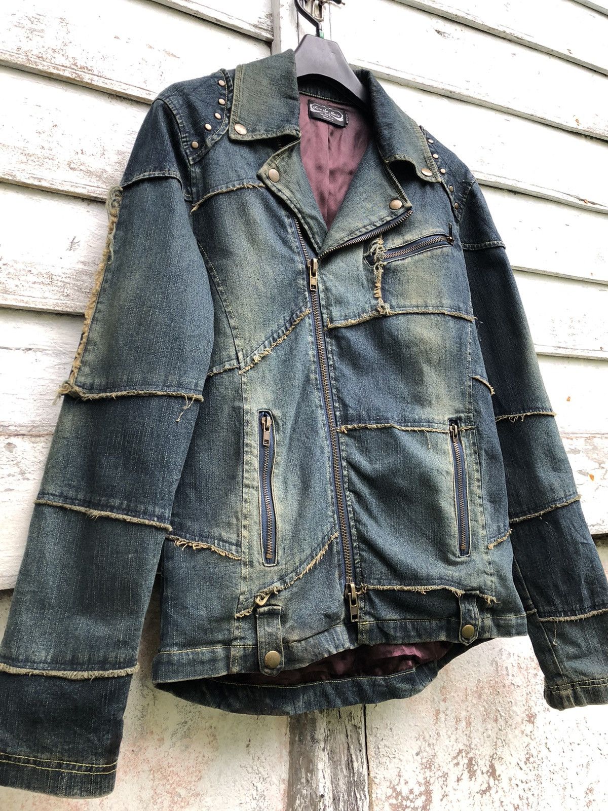 Hysteric Glamour × Japanese Brand FACE THE MUSIC STUD PATCHED WORKS DISTRESSED DENIM JACKET Size US M / EU 48-50 / 2 - 3 Thumbnail