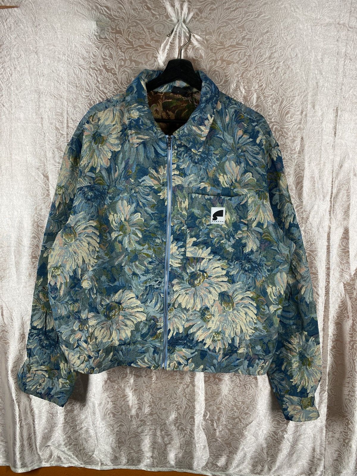 Vintage Sumwon Floral Tapestry Jacket Blue Vintage Aesthetic Zip-Up Size US L / EU 52-54 / 3 - 3 Thumbnail
