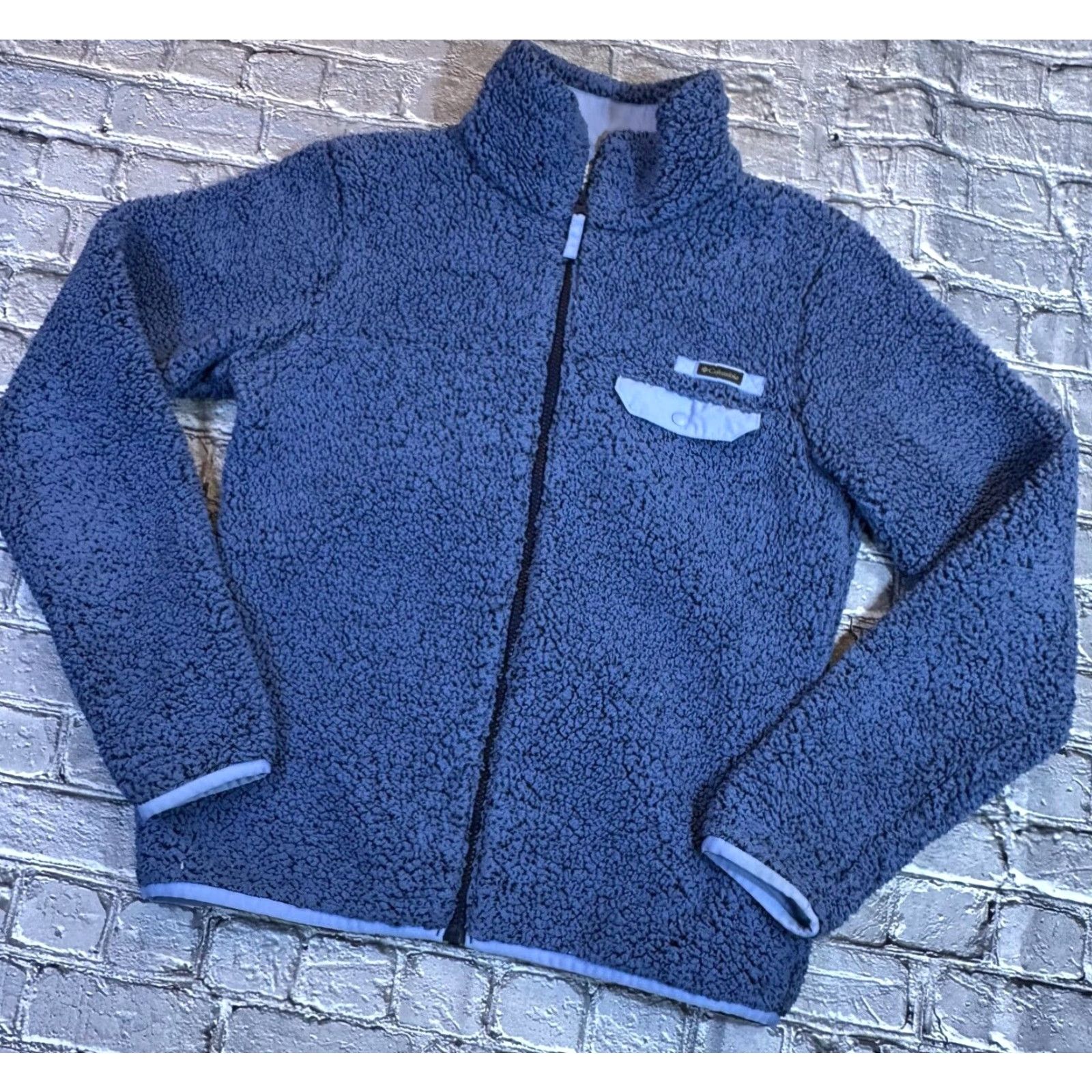 Vintage VINTAGE Columbia Blue Sherpa Fleece Full Zip Logo Pocket Jacket Women M Blue Sherpa Fleece Full Zip Logo Pocket Classic Outdoor 90s Womens Size M / US 6-8 / IT 42-44 - 2 Thumbnail