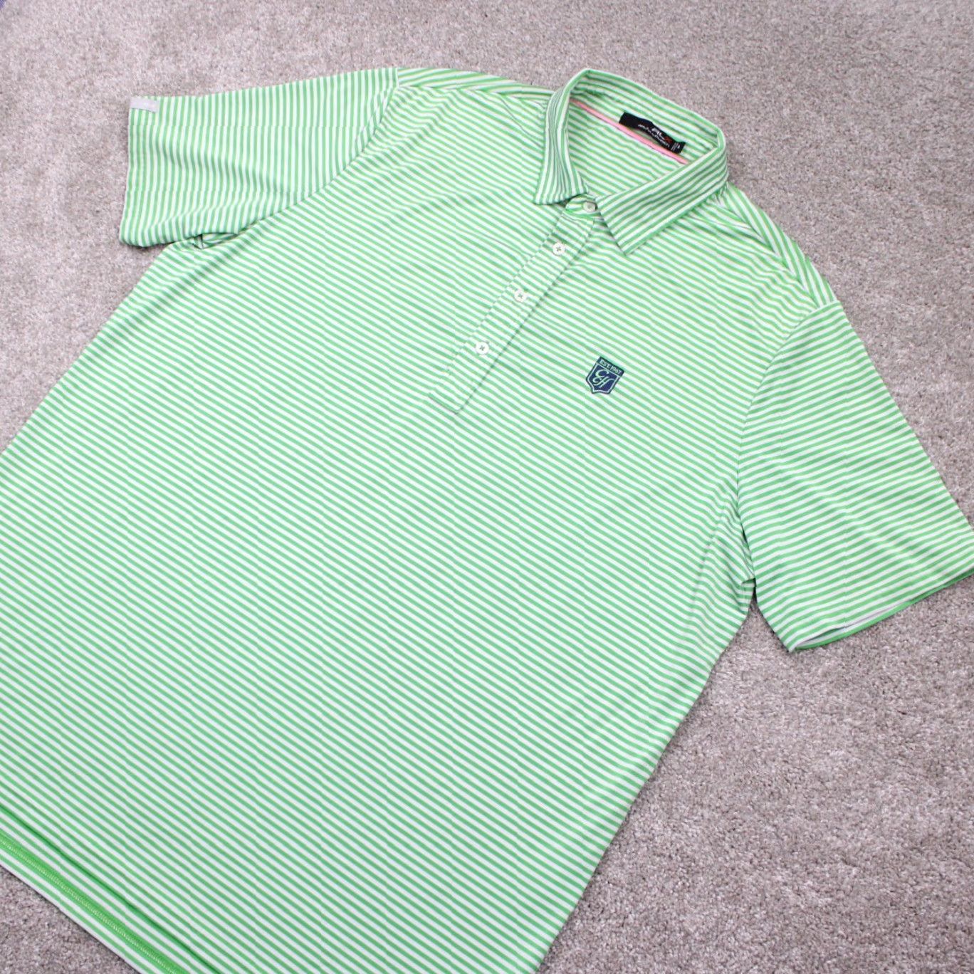 RLX Ralph Lauren RLX Ralph Lauren Polo Shirt Mens XL Green/White Polyester Blend Short Sleeve Pullover Polo Golf Activewear Size US XL / EU 56 / 4 - 3 Thumbnail