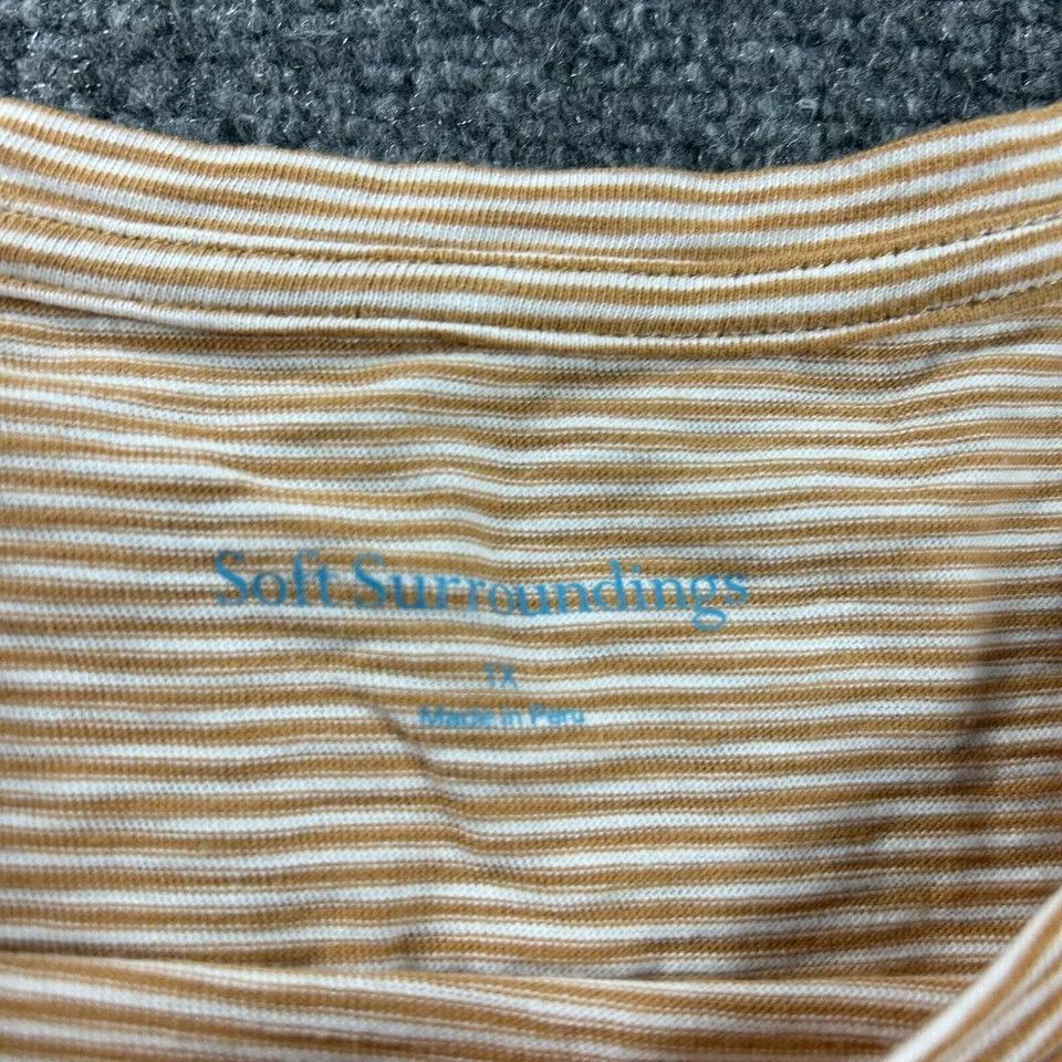 Other Soft Surroundings Top Womens 1X Beige Striped Long Sleeve Size ONE SIZE - 3 Thumbnail