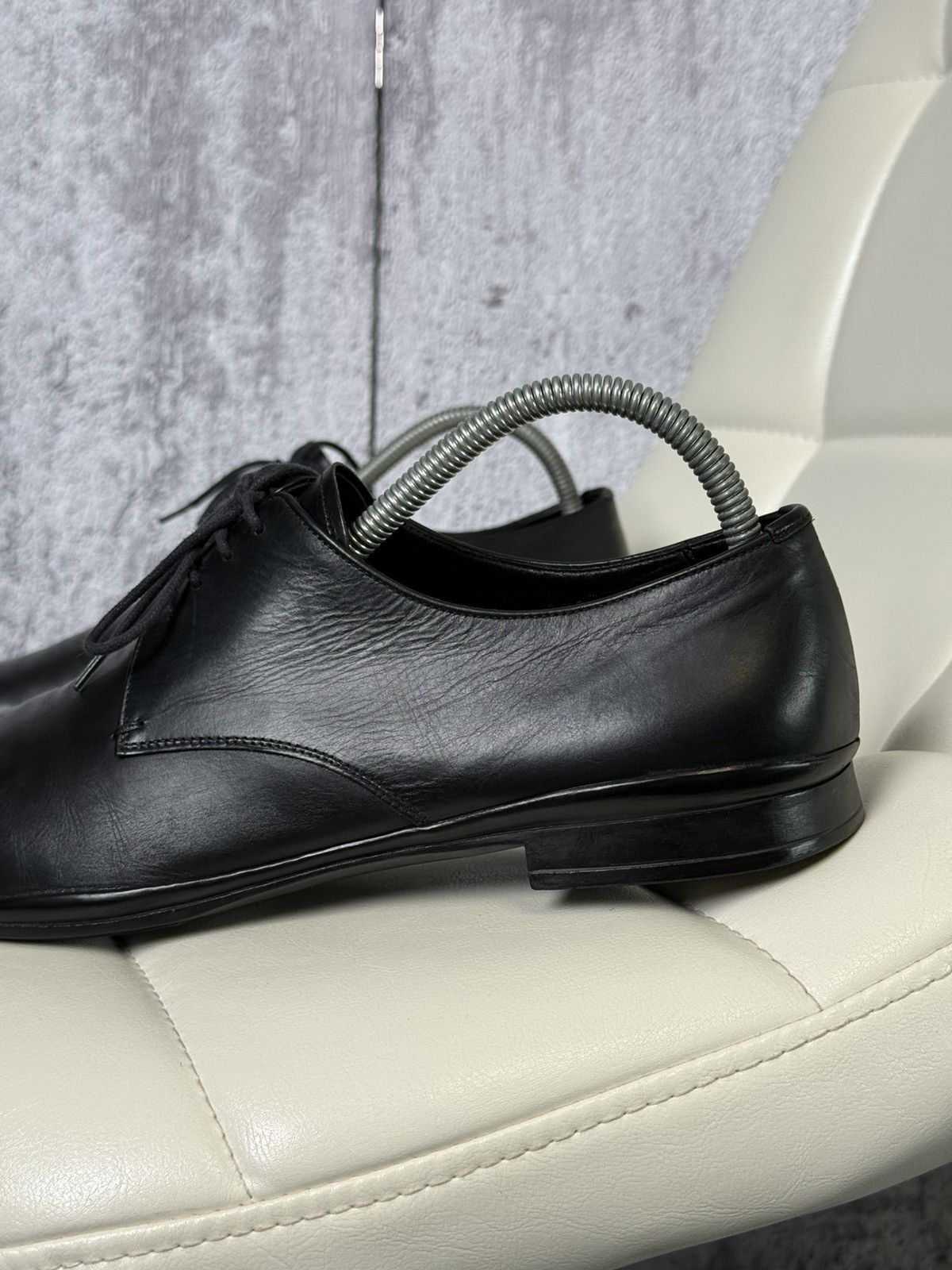 Prada PRADA Men’s Black Leather Lace Up Dress Derby Dress Shoes Size US 8.5 / EU 41-42 - 4 Thumbnail