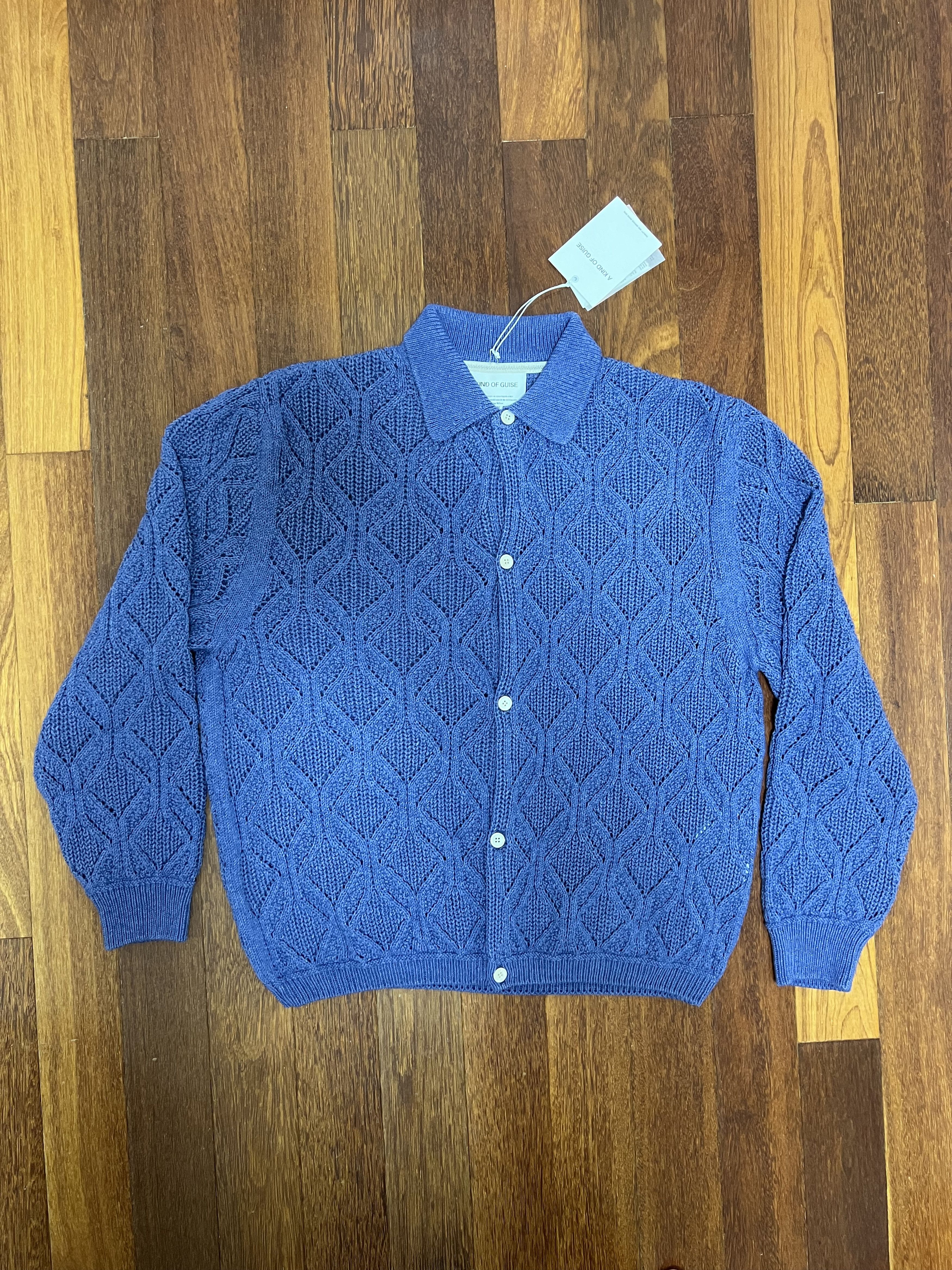 A Kind Of Guise 💚 AW23 A Kind Of Guise Per Knit Polo Jacket Blue Melange Size US L / EU 52-54 / 3 - 7 Thumbnail