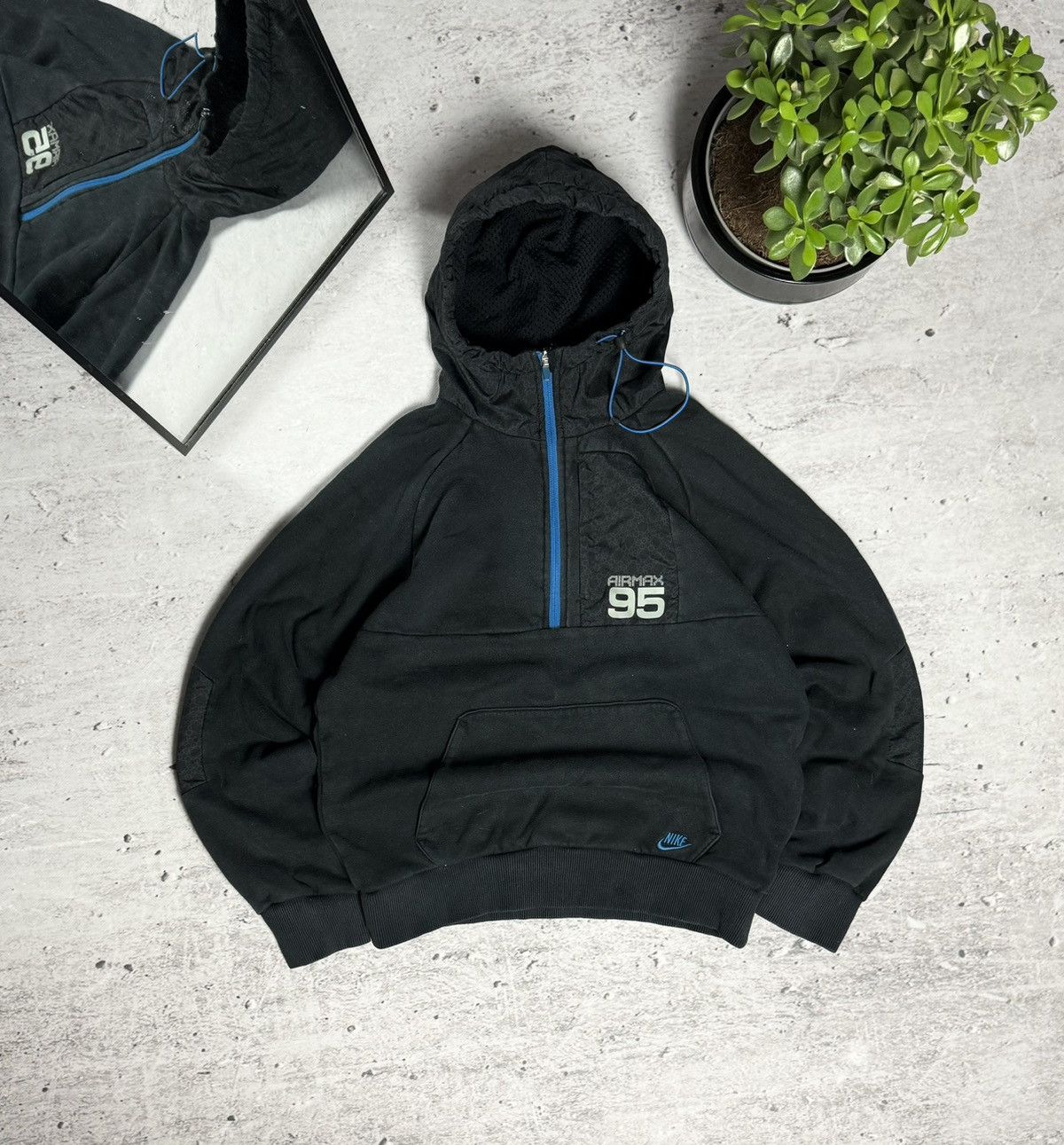 Nike 00s Nike Vintage Airmax 95 Series Ninja Neck Hoodie Drill Size US S / EU 44-46 / 1 - 1 Thumbnail