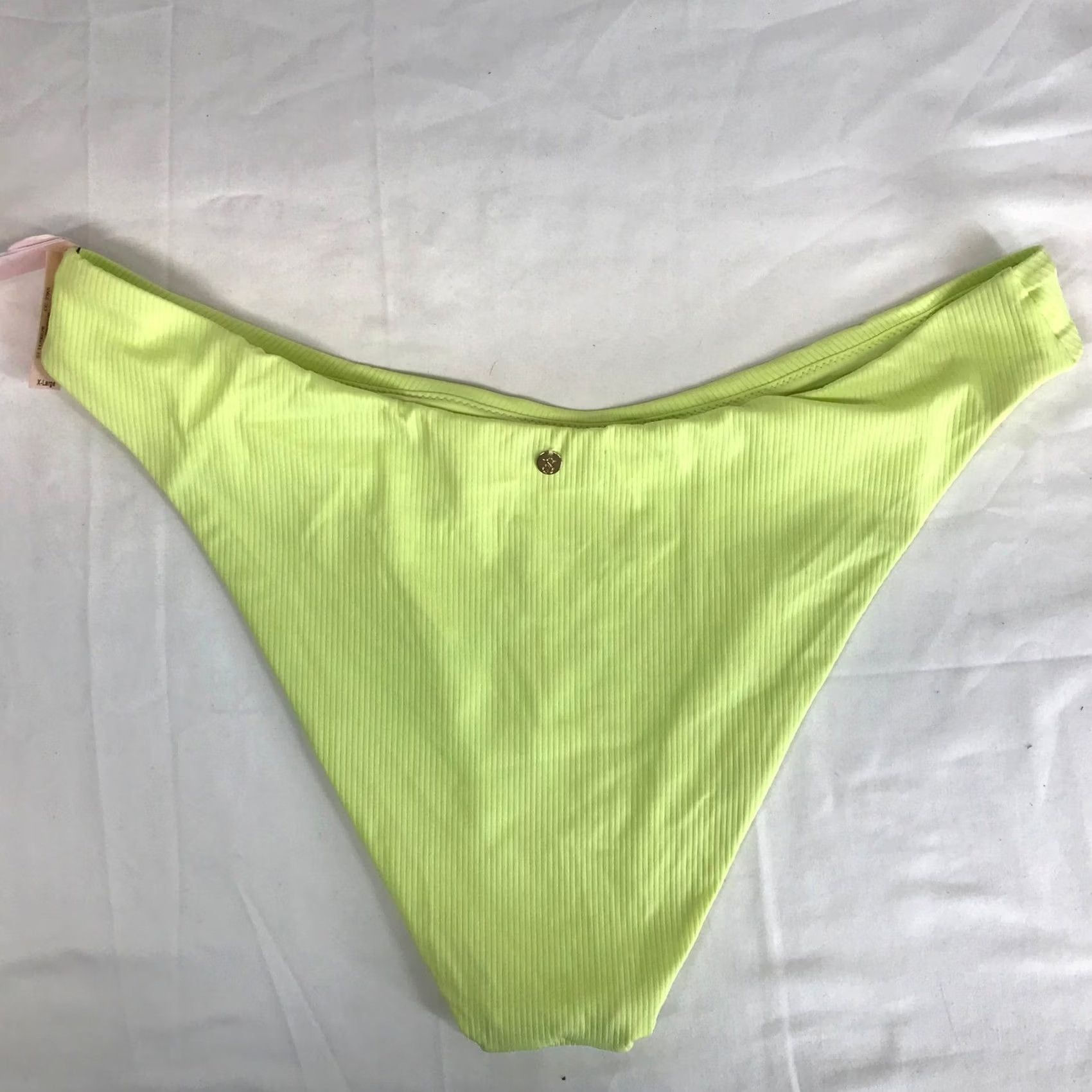 Victoria's Secret VINTAGE Victoria's Secret Ribbed High Cut Cheeky Bikini Bottom Neon Lime Green XL NWT Size 40" / US 18 - 6 Thumbnail
