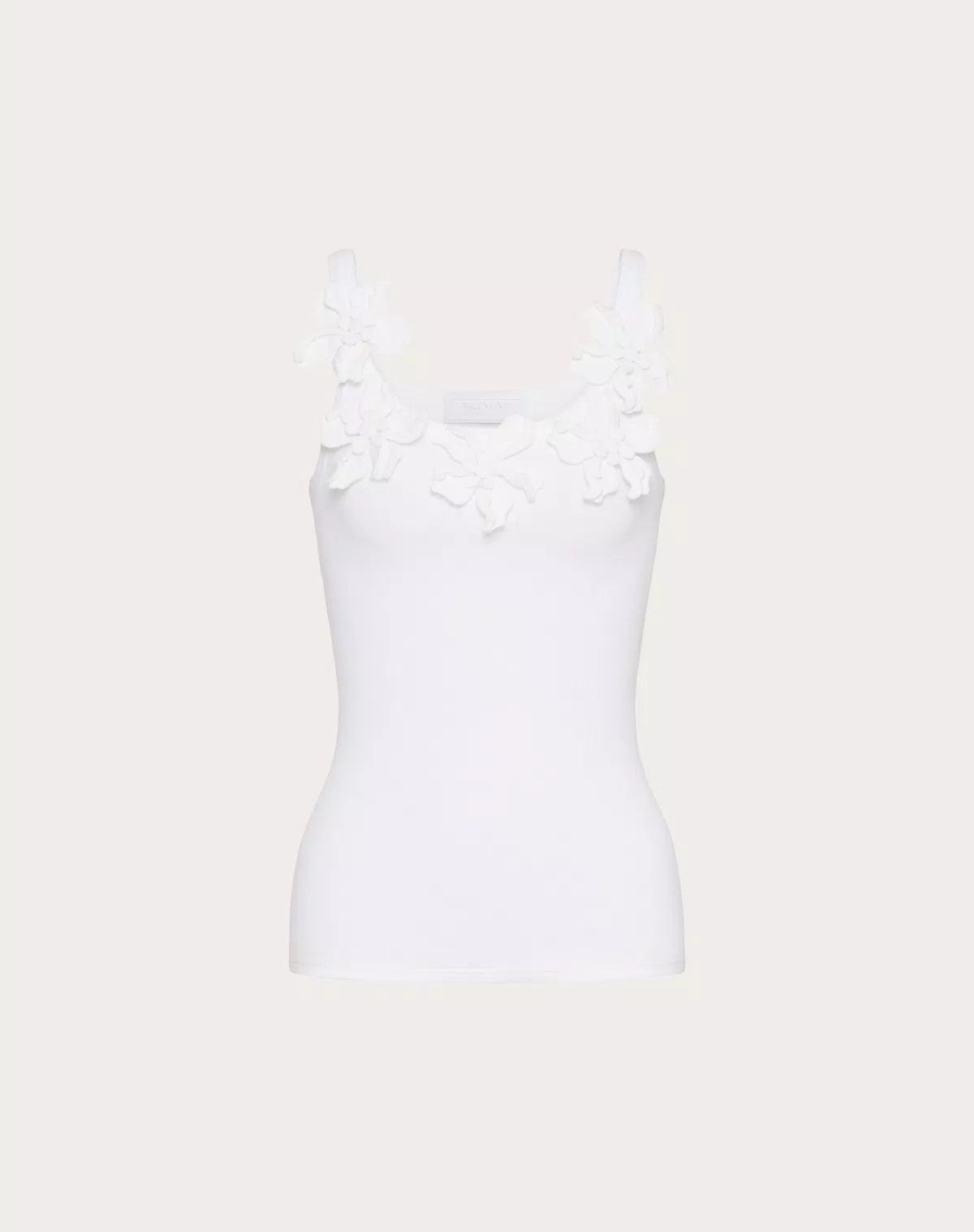 Valentino o1s1wg110525 Embroidered Cotton Jersey Top in White Size M / US 6-8 / IT 42-44 - 1 Thumbnail