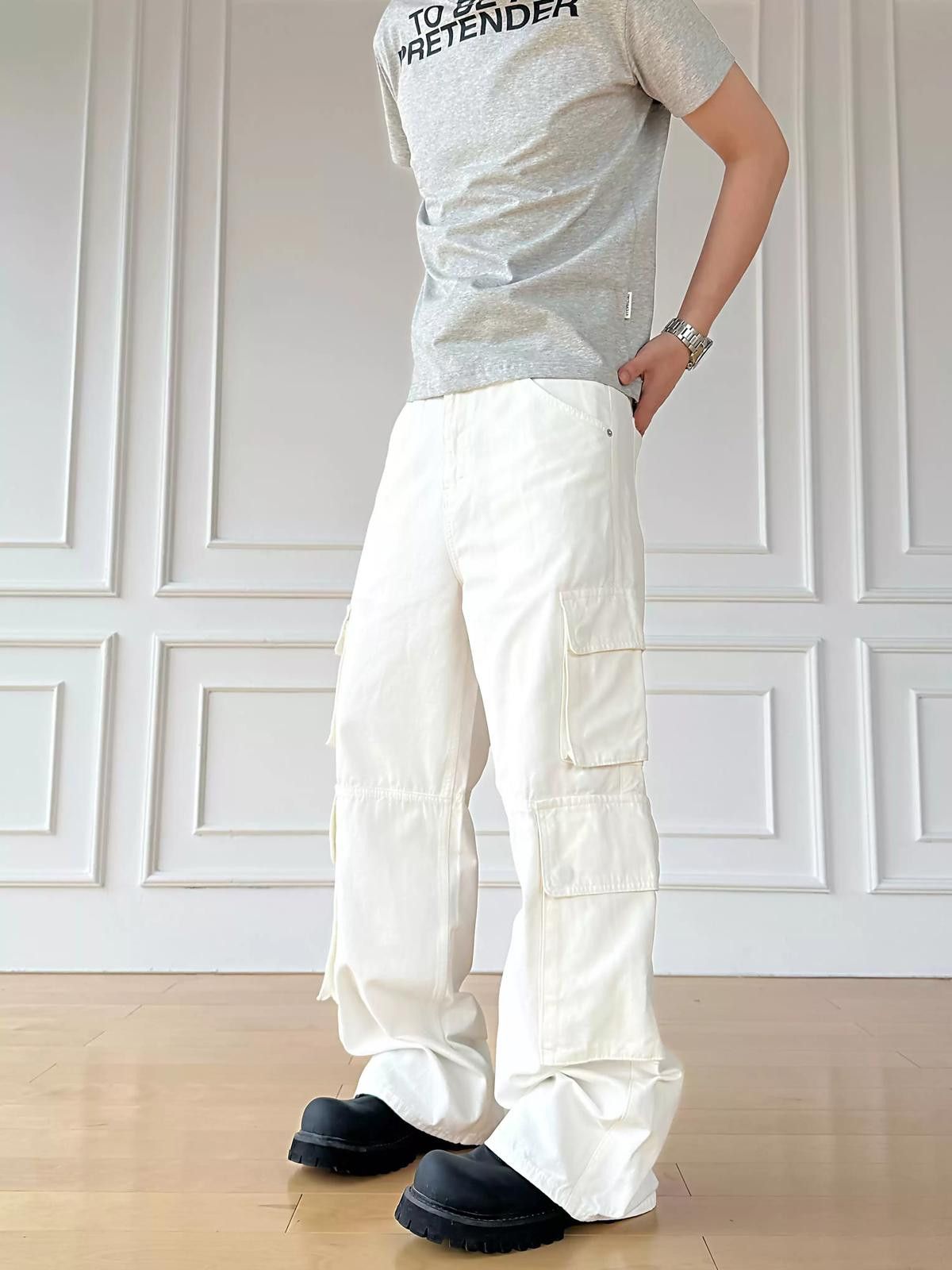 Other White Cargo Wide Leg Pants Size US 32 / EU 48 - 3 Thumbnail