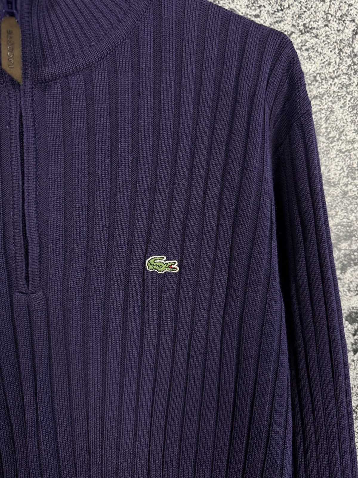 Lacoste Lacoste Vintage 1/4 Zip Ribbed Sweater Purple Pullover XL Size US XL / EU 56 / 4 - 6 Thumbnail