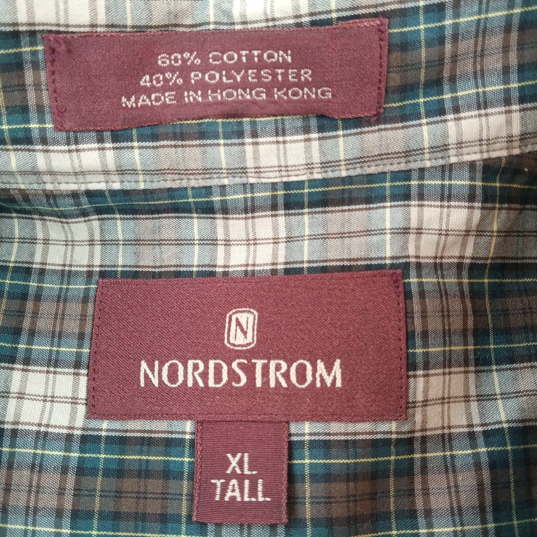 Nordstrom Nordstrom Shirt Mens XL Tall Beige Green Plaid Long Sleeve Button Up - Vintage? No Size US XL / EU 56 / 4 - 5 Thumbnail
