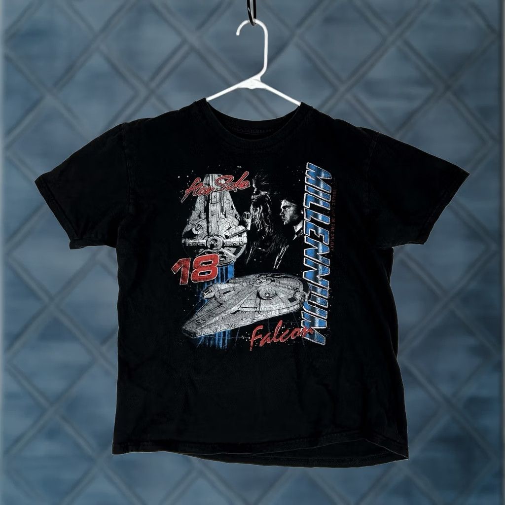 Star Wars Star Wars T-Shirt Mens Large Black Star Wars Han Solo Chewbacca Millennium Falcon 18 T-Shirt Mens Large Black Size US L / EU 52-54 / 3 - 1 Thumbnail