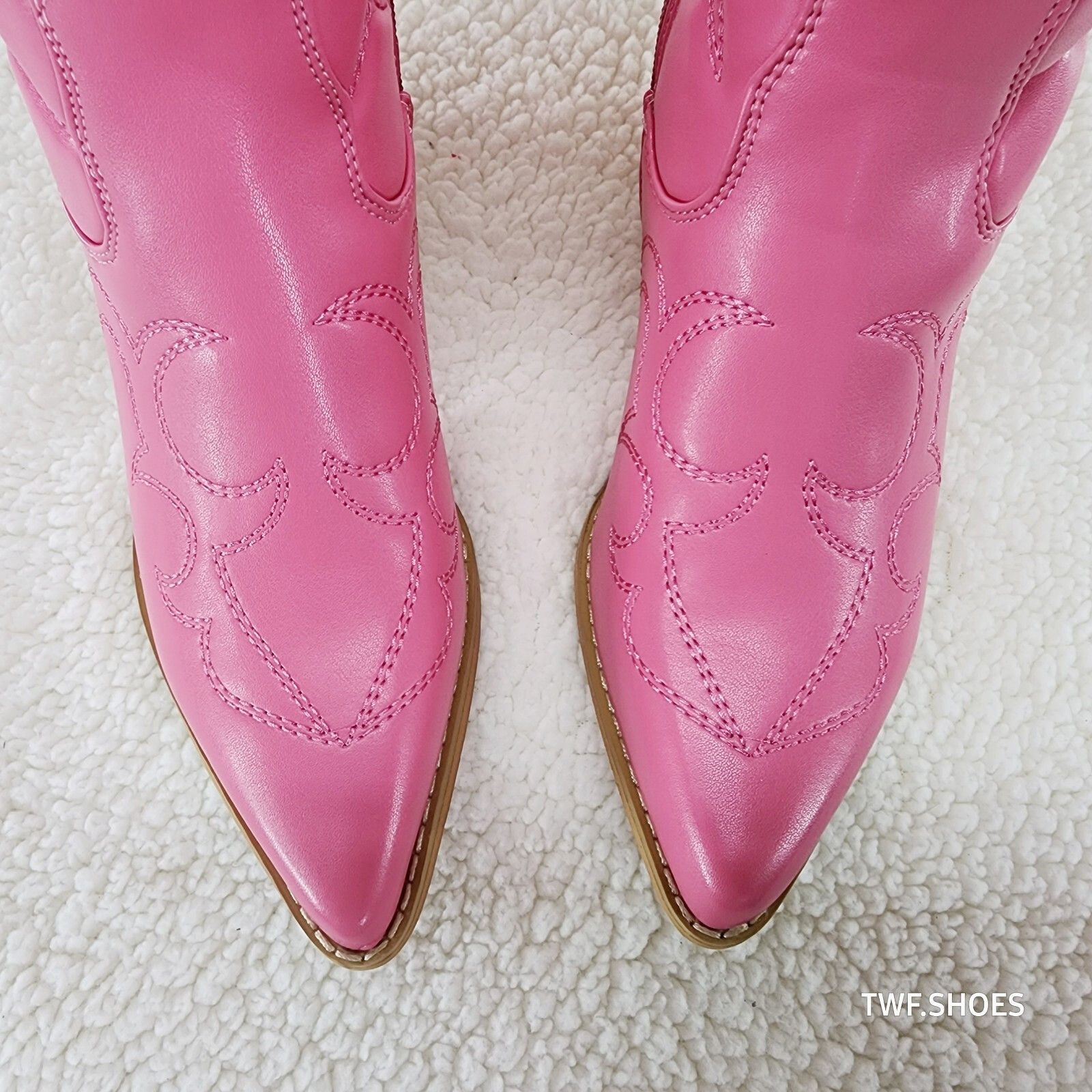 Other Dalton Barbi Pink Knee High Western Cowgirl Boots Wood Block Size US 8.5 / IT 38.5 - 2 Thumbnail