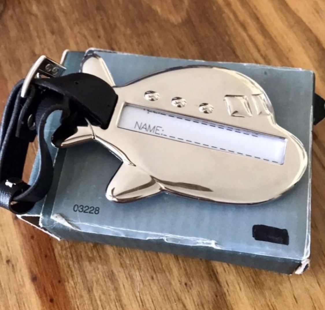 Vintage VINTAGE SILVER AIRPLANE LUGGAGE TAG WITH LEATHER STRAP Size ONE SIZE - 2 Thumbnail