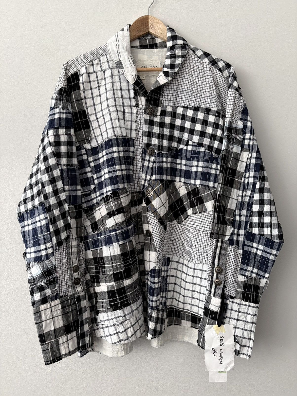 Greg Lauren Greg Lauren Black and White Stitchwork Boxy Shirt Jacket Size US L / EU 52-54 / 3 - 1 Thumbnail