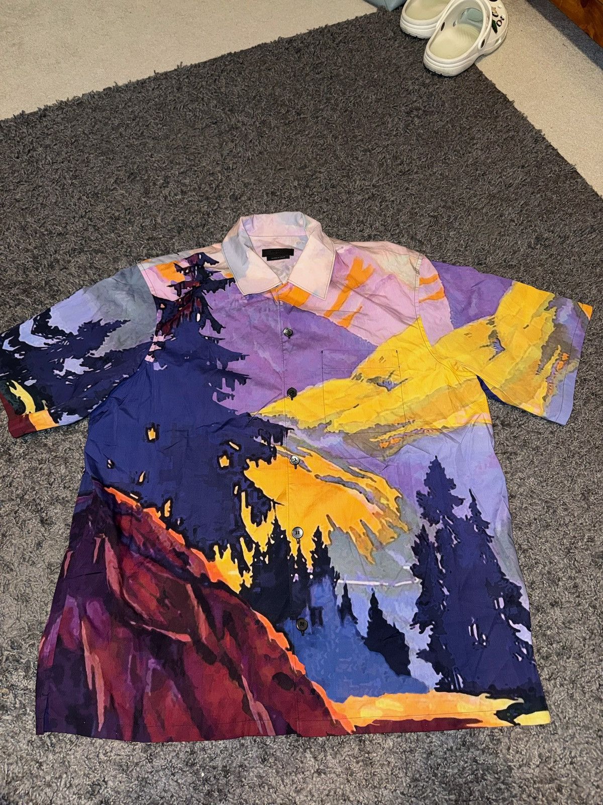 Prada Prada Camp Collar Mountain Landscape Bowling Shirt Size US XXL / EU 58 / 5 - 1 Thumbnail