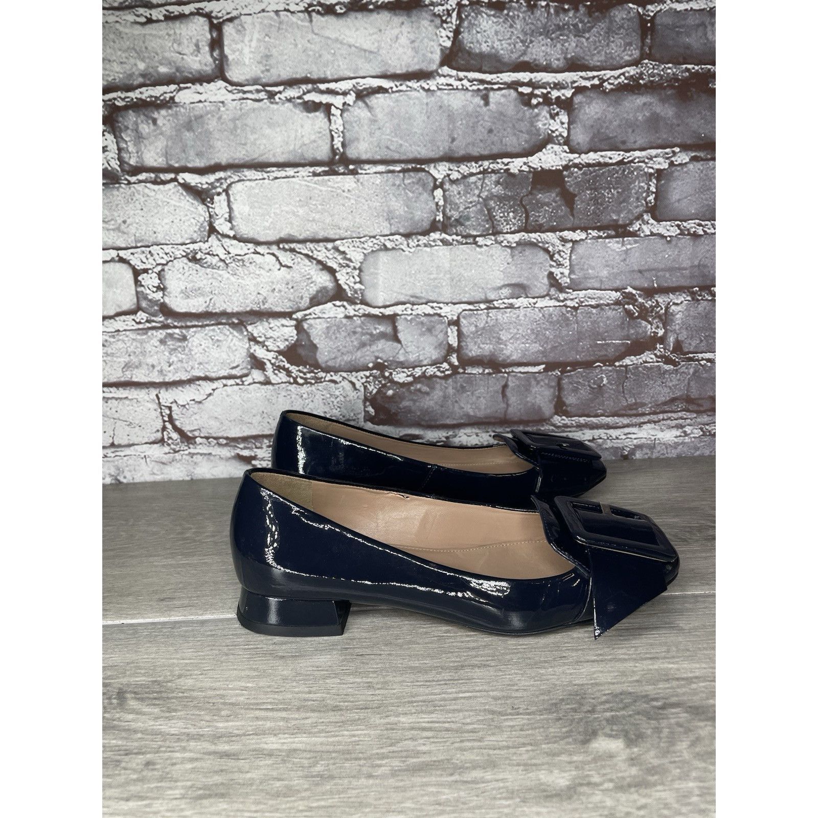 Whistles Whistles Navy Blue Patent Buckle Strap Pumps Block Heels Wo Size US 5.5 / IT 35.5 - 18 Thumbnail