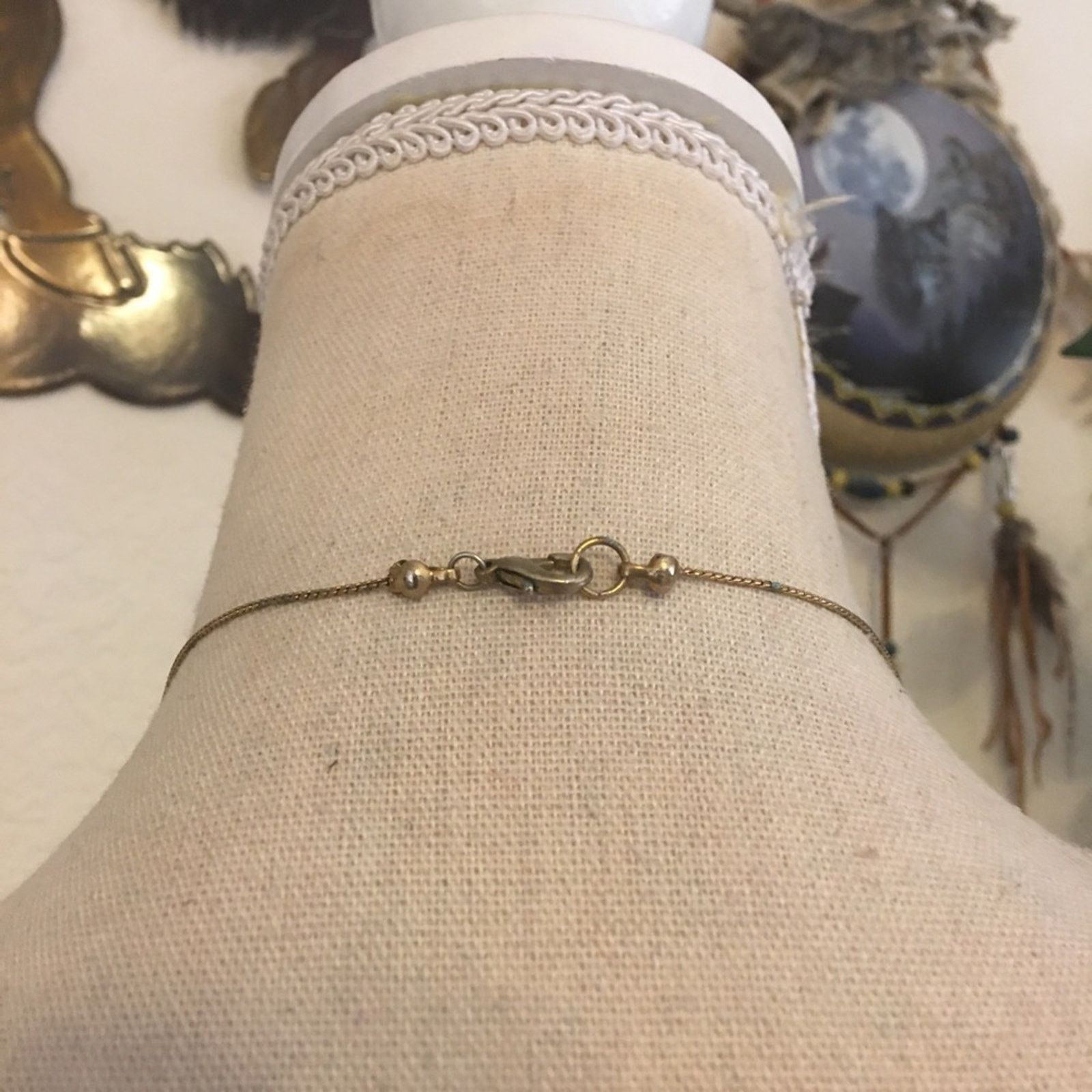 Vintage Vintage gold tone chain green glass necklace Size ONE SIZE - 5 Thumbnail