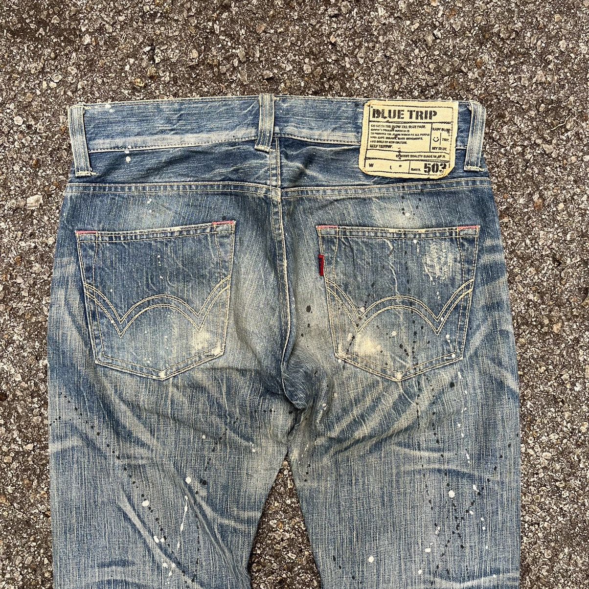 Hysteric Glamour Flare Jeans Vintage Paint Mudwash Distressed Edwin Blue Trip Size US 31 - 14 Thumbnail