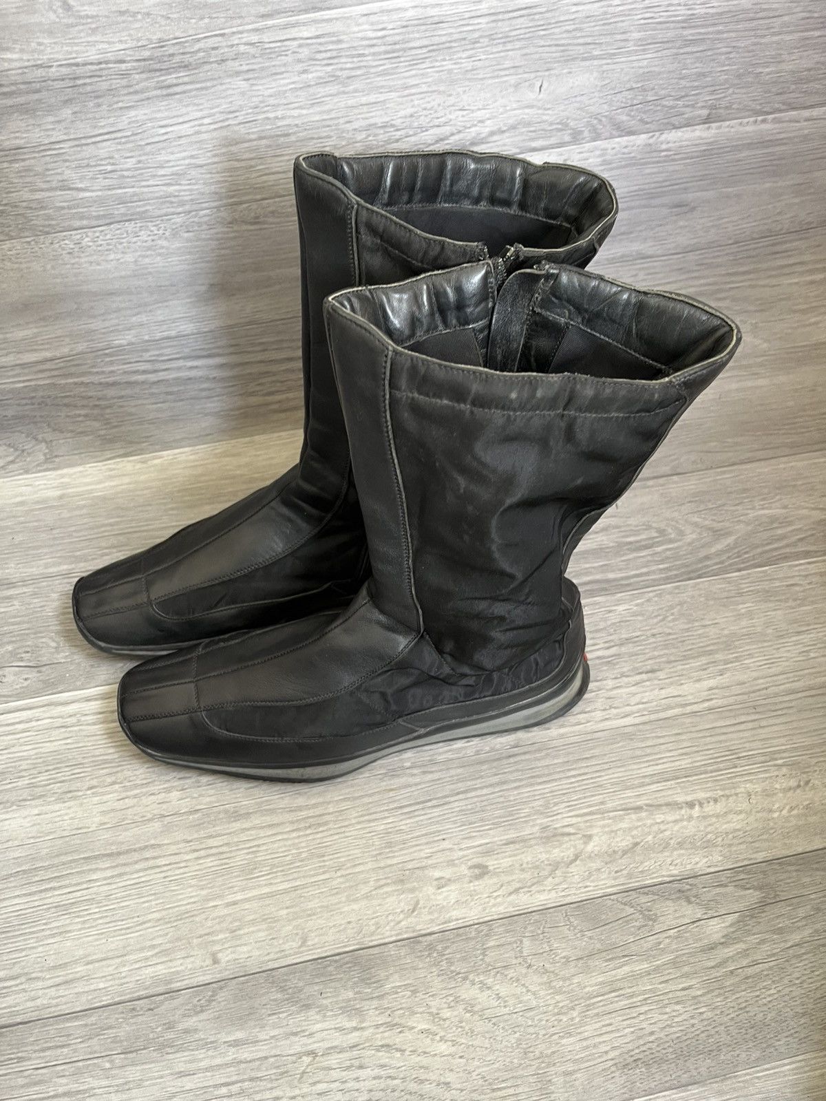 Prada Vintage 90s Prada nylon linea rossa boxing knee high boots Size US 8 / EU 41 - 5 Thumbnail