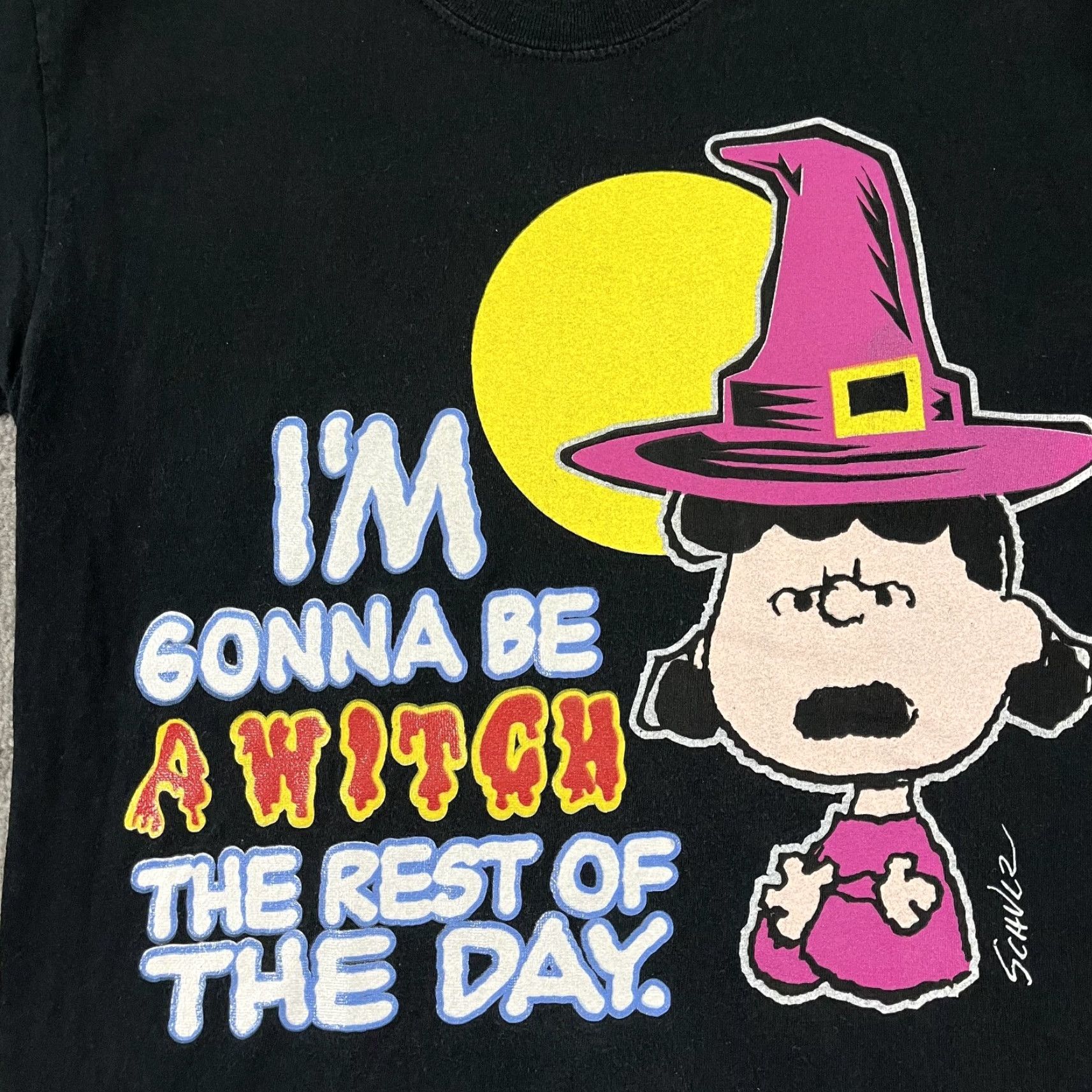 Peanuts VINTAGE Peanuts CHARLIE BROWN Shirt Unisex Adults M Black 90s Lucy Witch Graphic Tee Graphic Print 90s Size US M / EU 48-50 / 2 - 2 Thumbnail