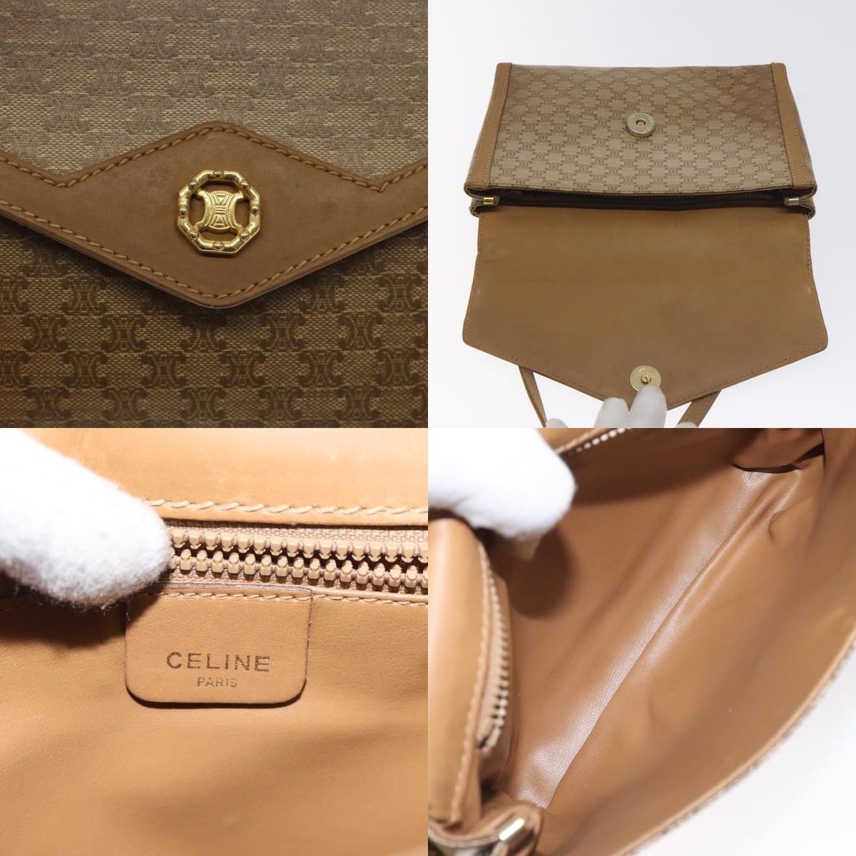 Celine CELINE Macadam Canvas Shoulder Bag Brown Gold Size ONE SIZE - 11 Thumbnail