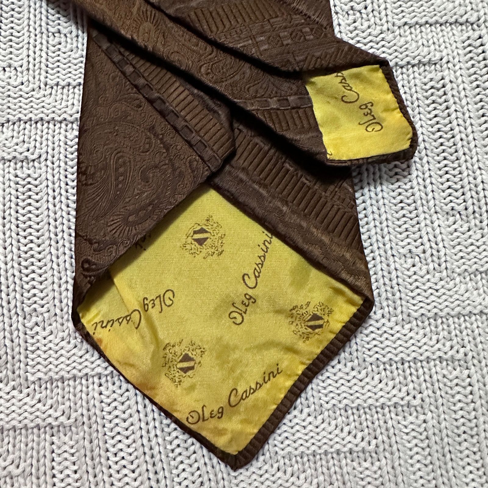Oleg Cassini Vintage Oleg Cassini brown monotone paisley men's tie Size ONE SIZE - 3 Thumbnail