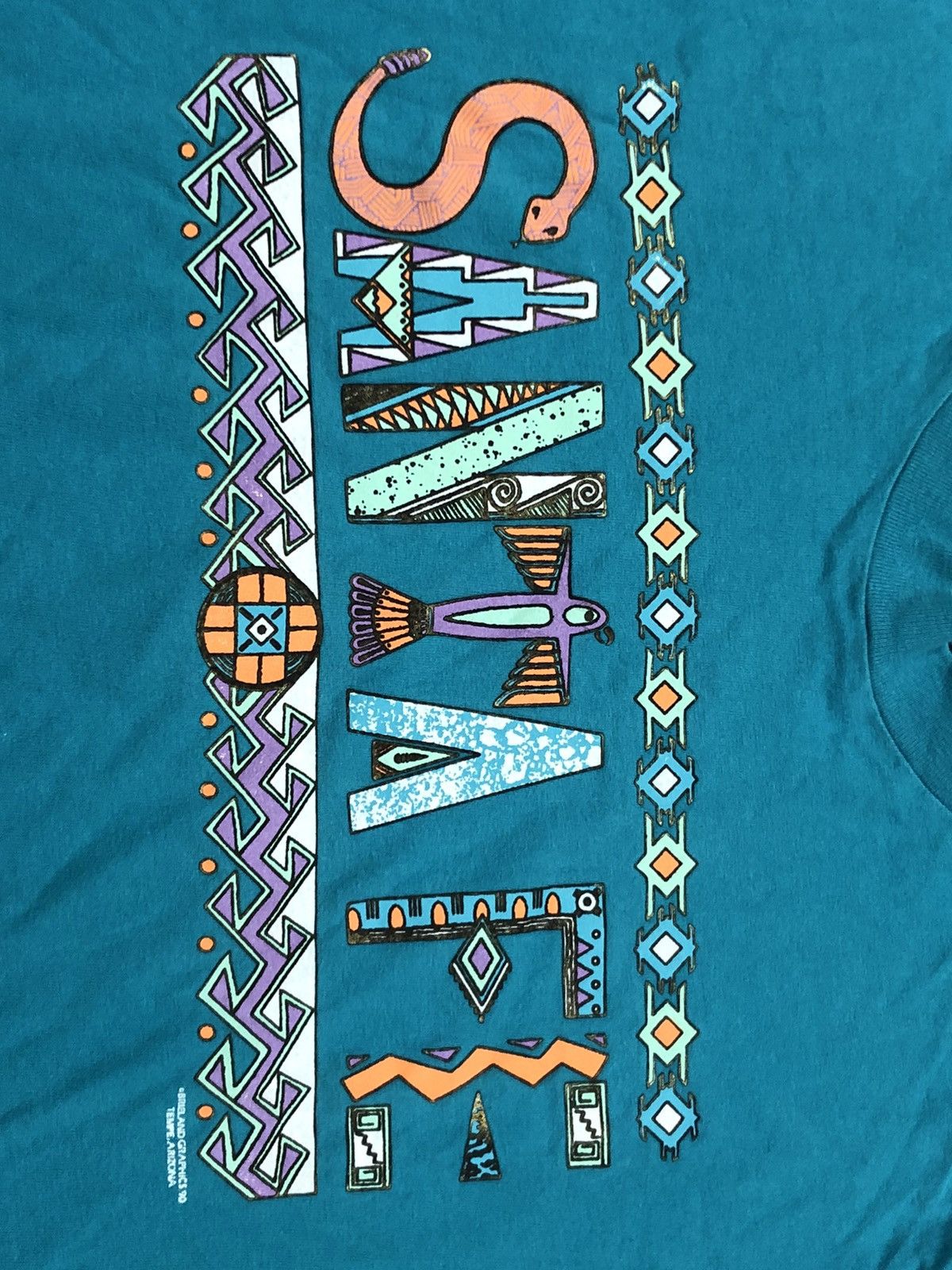 Hanes Vintage Santa Fe Shirt Mens XL Blue Southwest 90s Size US XL / EU 56 / 4 - 2 Thumbnail