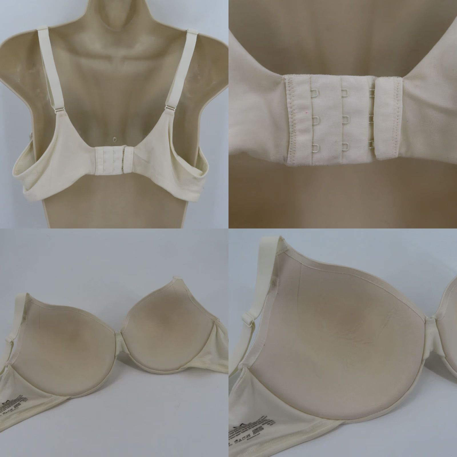 Vintage Maidenform Bra Everyday Full Coverage Lined Underwire 42B 42 Band Ivory Plus Size T-Shirt Style 09436 Women Size ONE SIZE - 8 Thumbnail