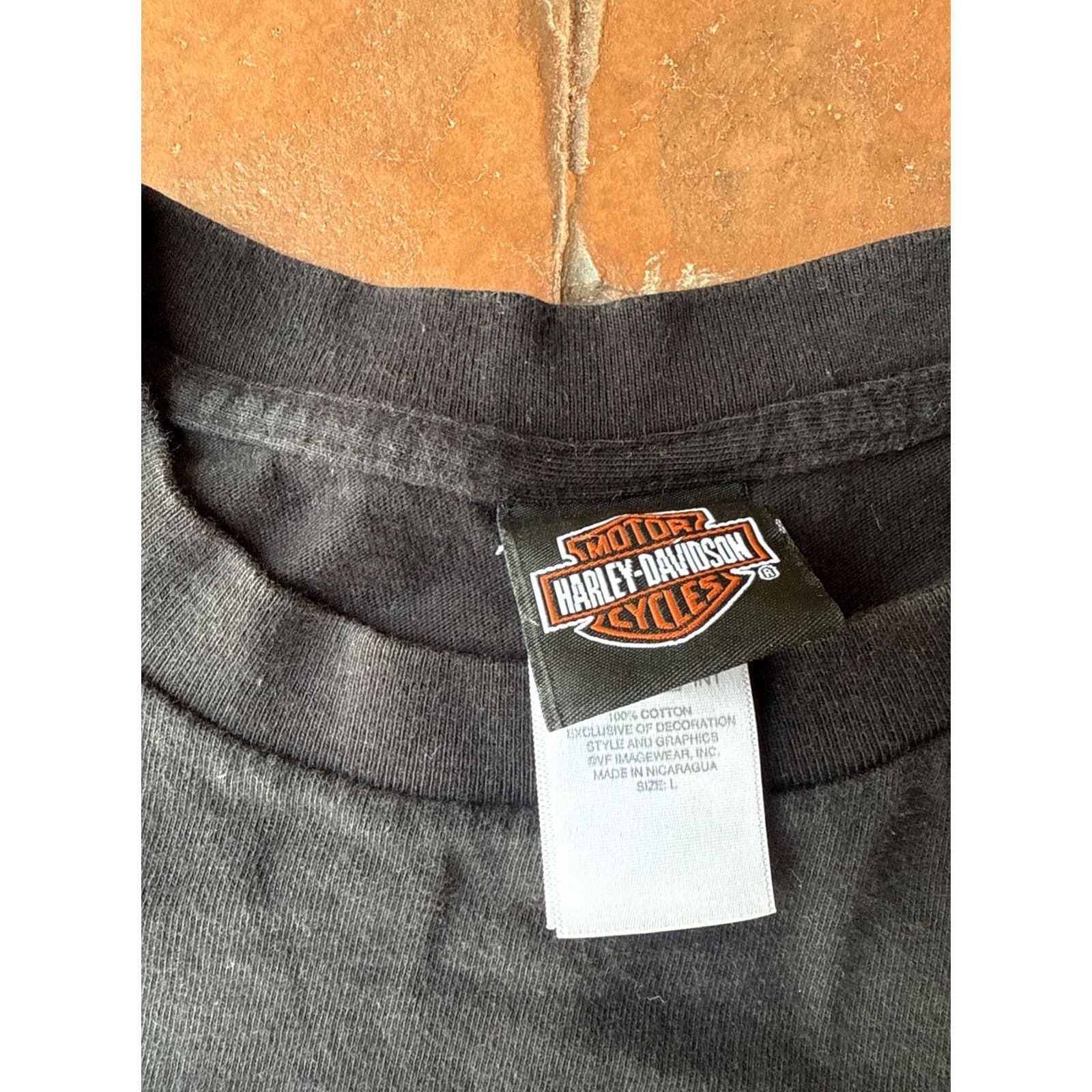 Harley Davidson VINTAGE Harley-Davidson T-Shirt Black 1990s Eagle Graphic Print Short Sleeve Large Mens Biker Motorcycle Beach 90s Size US L / EU 52-54 / 3 - 3 Thumbnail