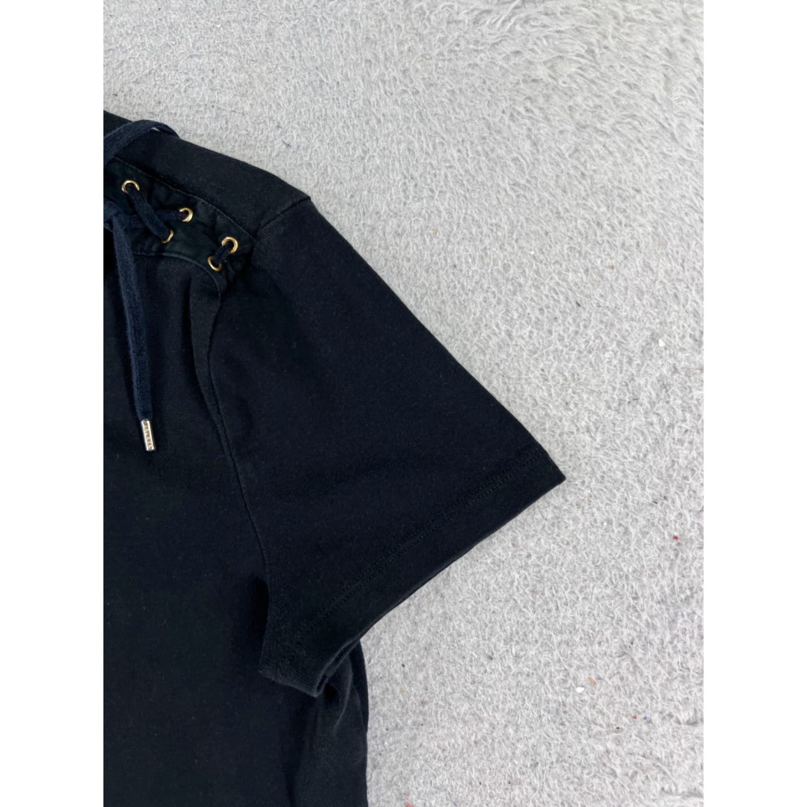 Ralph Lauren VINTAGE LAUREN RALPH LAUREN Shirt Womens Medium Black 100% Cotton Jersey Tie Shoulder Size M / US 6-8 / IT 42-44 - 2 Thumbnail