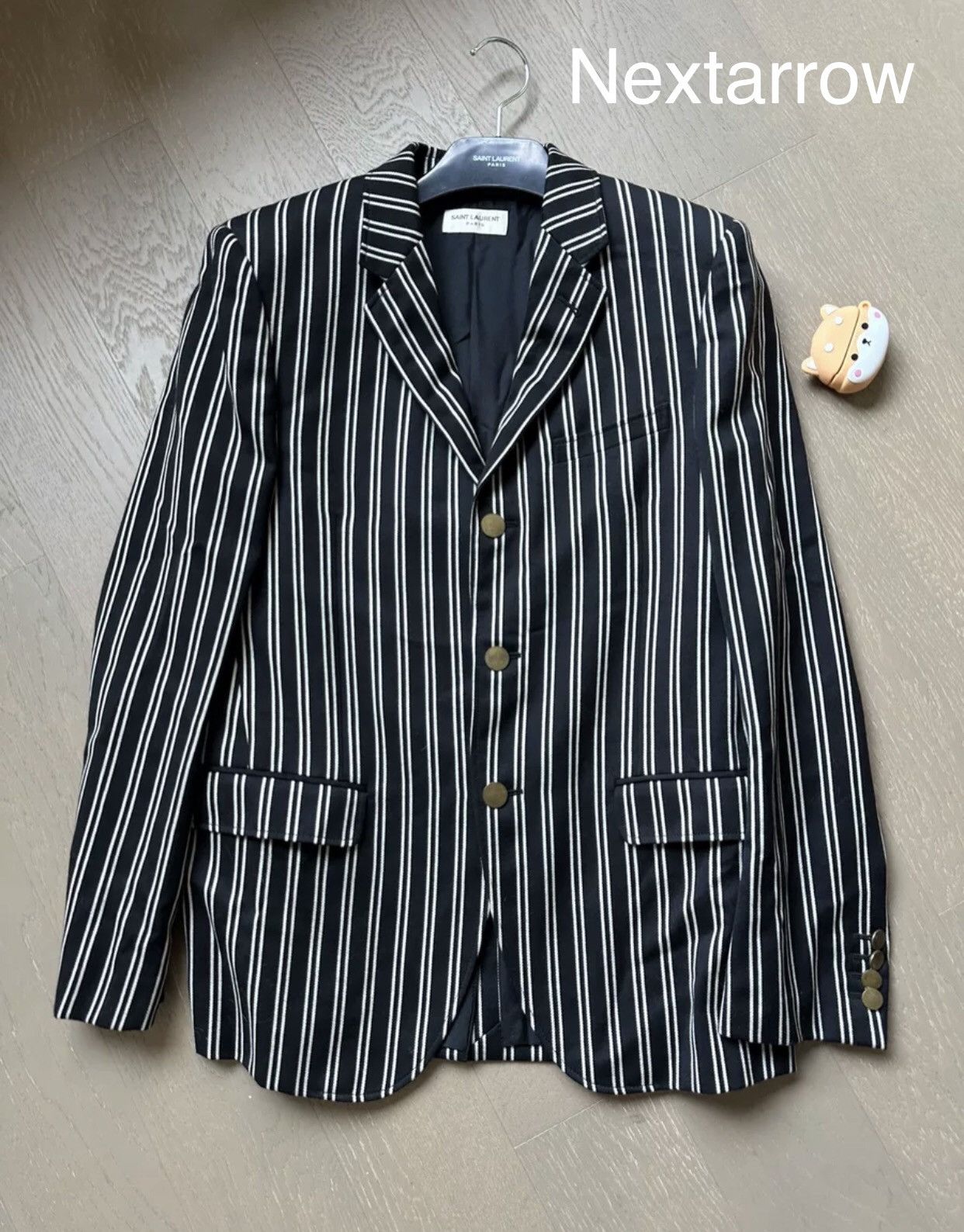 Saint Laurent Paris × Yves Saint Laurent Saint Laurent slp black and white striped suit Size 46S - 1 Thumbnail