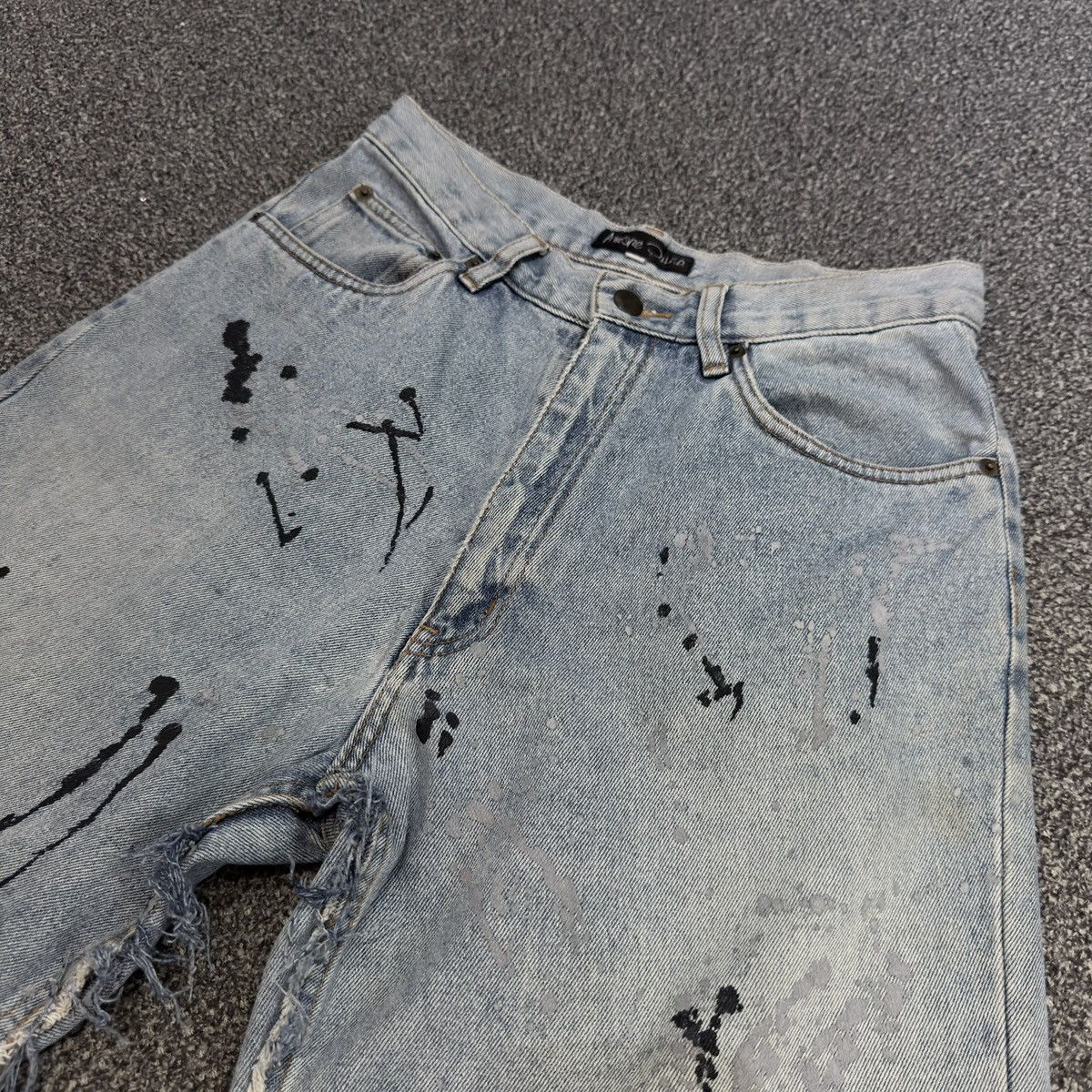 Hysteric Glamour Vintage 90s Japanese Crazy Distressed Splash Paint Denim Y2K Size US 29 - 3 Thumbnail