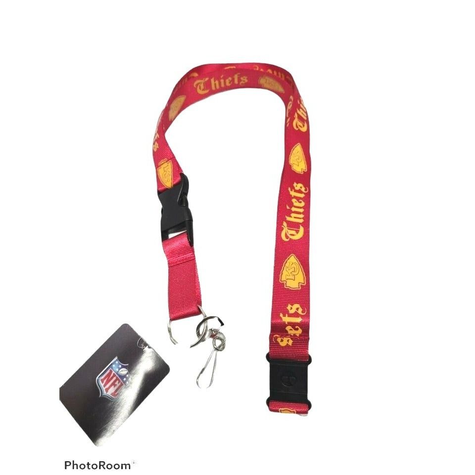 NFL Kansas City Chiefs Lanyard Keychain Old English Font Design Size ONE SIZE - 3 Thumbnail