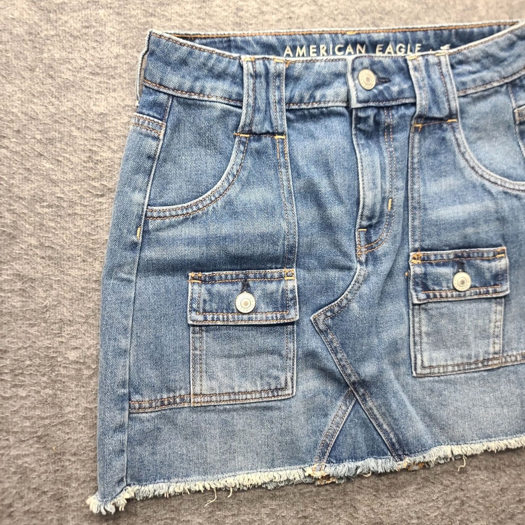 American Eagle Outfitters American Eagle Outfitters Denim Mini Skirt Womens 00 Hi-Rise Festival Regular Fit Blue 90s Skirt Short Womens Size 24" / US 00 / IT 34 - 6 Thumbnail