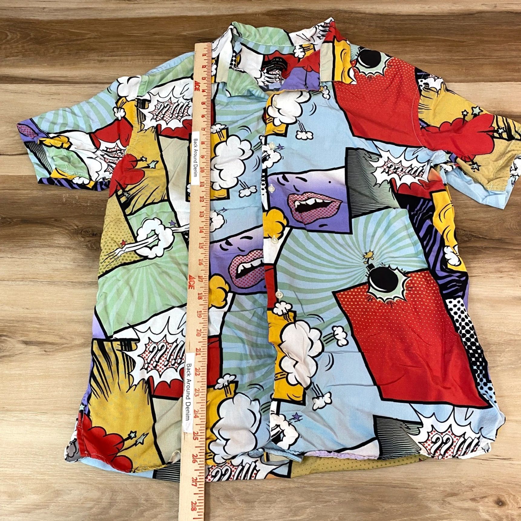 Zara ZARA Shirt Mens Large Short Sleeve Button Up Relaxed Fit Comic Pop Art Print Size US L / EU 52-54 / 3 - 5 Thumbnail