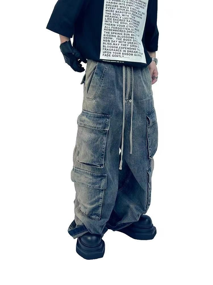 Japanese Brand × Jean Washed and Aged Gradient Colour Loose Fit Work Jeans Size US 34 / EU 50 - 4 Thumbnail