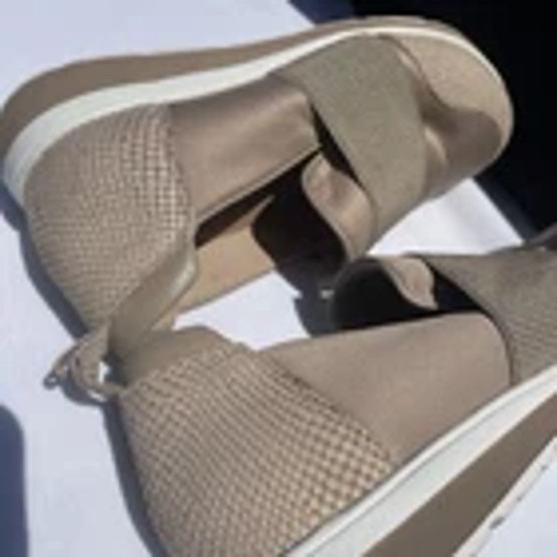 Other Walking Cradles Women’s Beige Leather Canvas SlipOn Sneakers Size US 7.5 / IT 37.5 - 3 Thumbnail