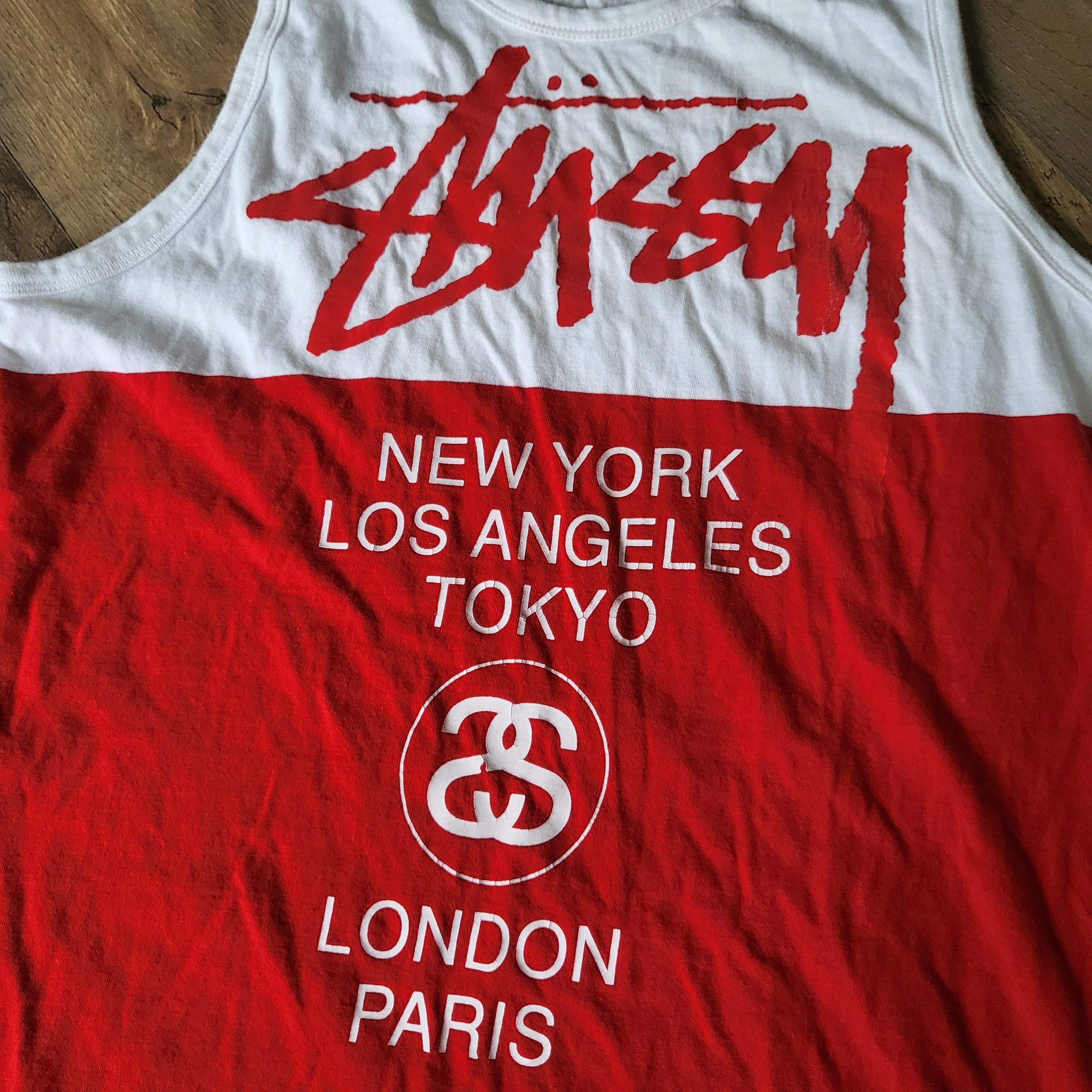 Stussy Stussy Spellout Tank Top, Men's Size Small, Red and White. Size US S / EU 44-46 / 1 - 6 Thumbnail
