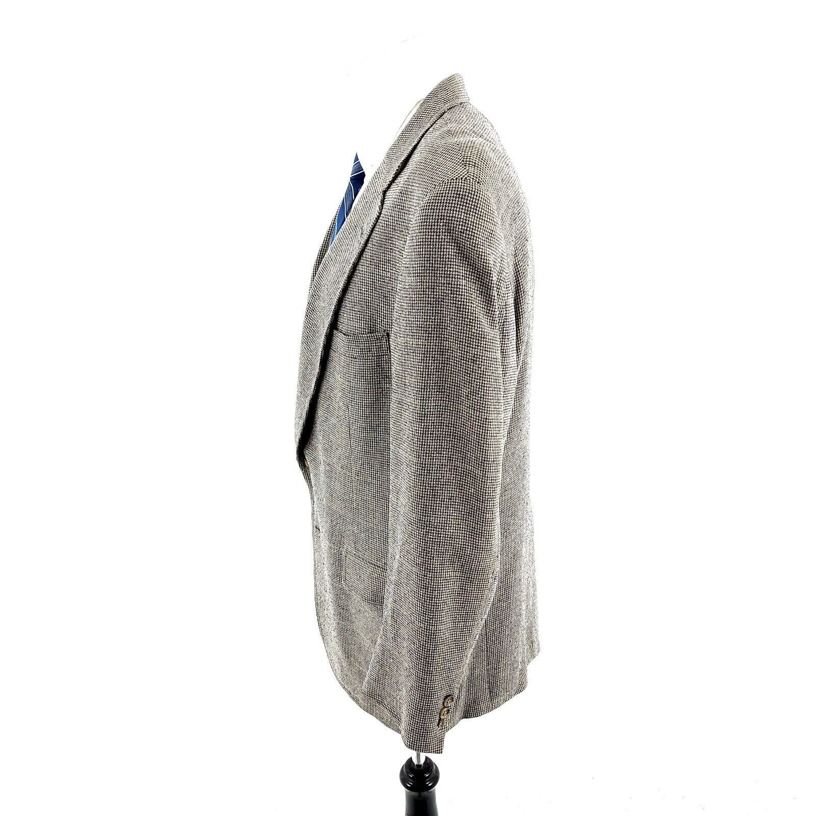 Jos. A. Bank Jos A Bank 100% Silk 2 Button Sport Coat Blue Tan Check W/ G Size 42R - 4 Thumbnail